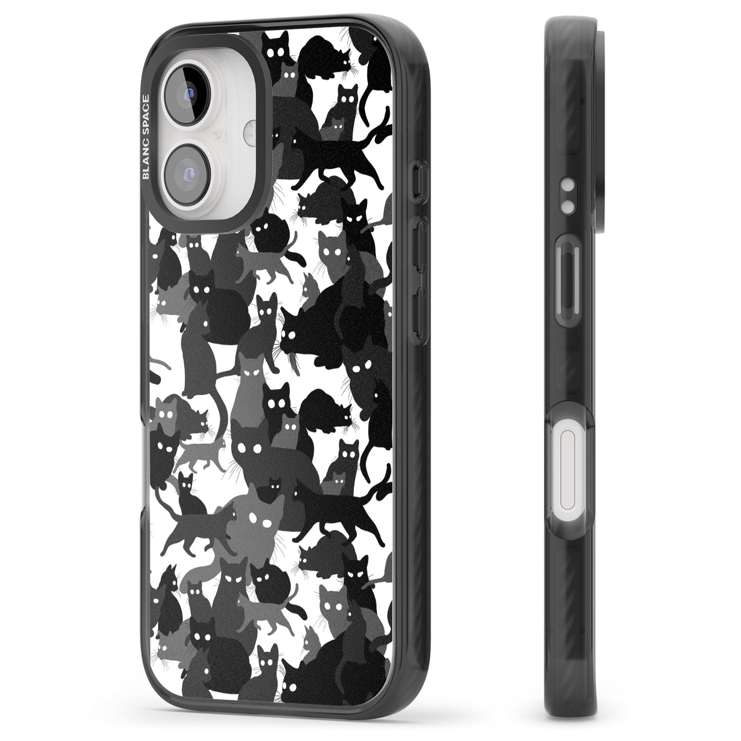 iPhone 16 Pro Max Black & White Cat Camouflage Black Impact Phone Case