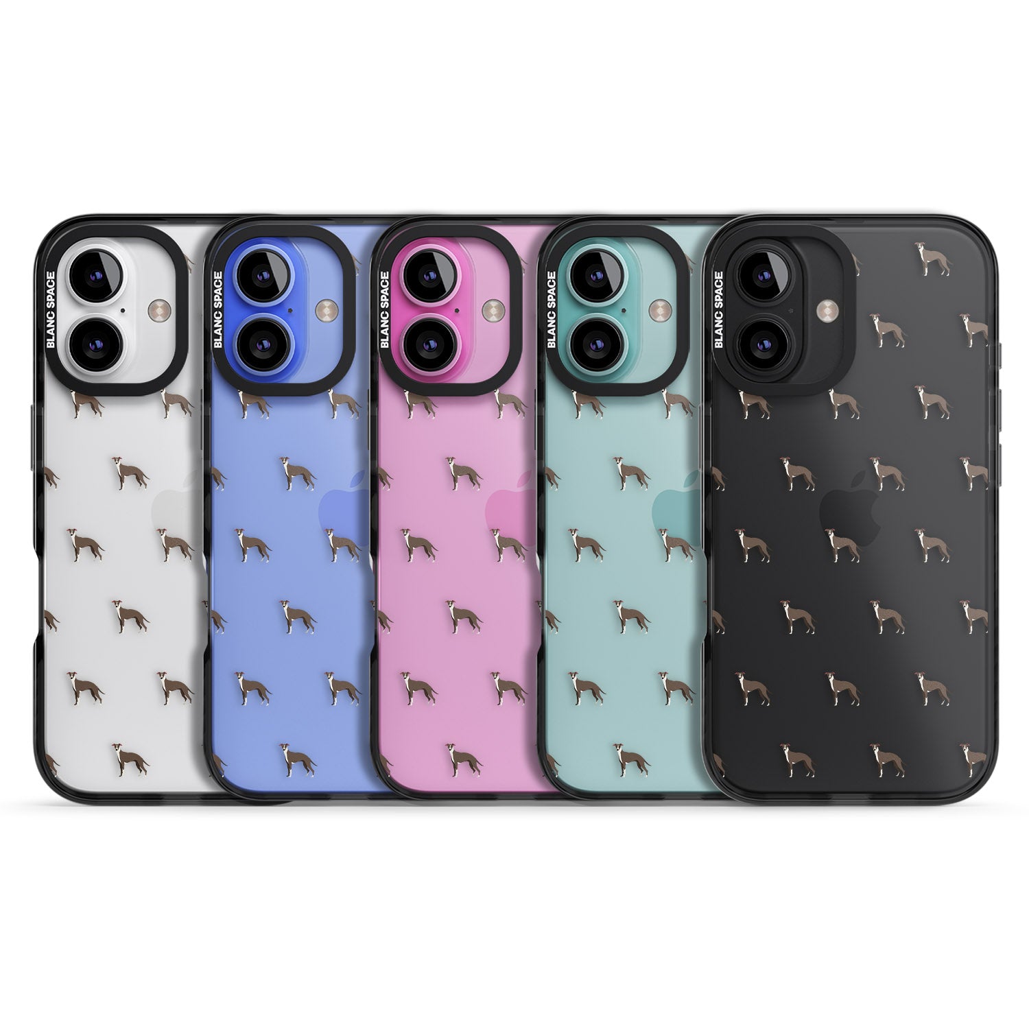 iPhone 16 Pro Max Whippet/Italian Greyhound Dog Pattern Clear Black Impact Phone Case