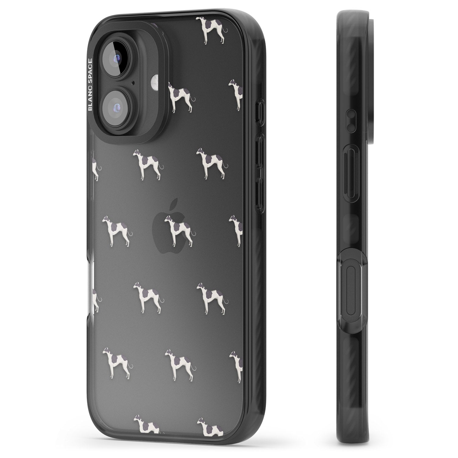 iPhone 16 Pro Max Greyhound Dog Pattern Clear Black Impact Phone Case