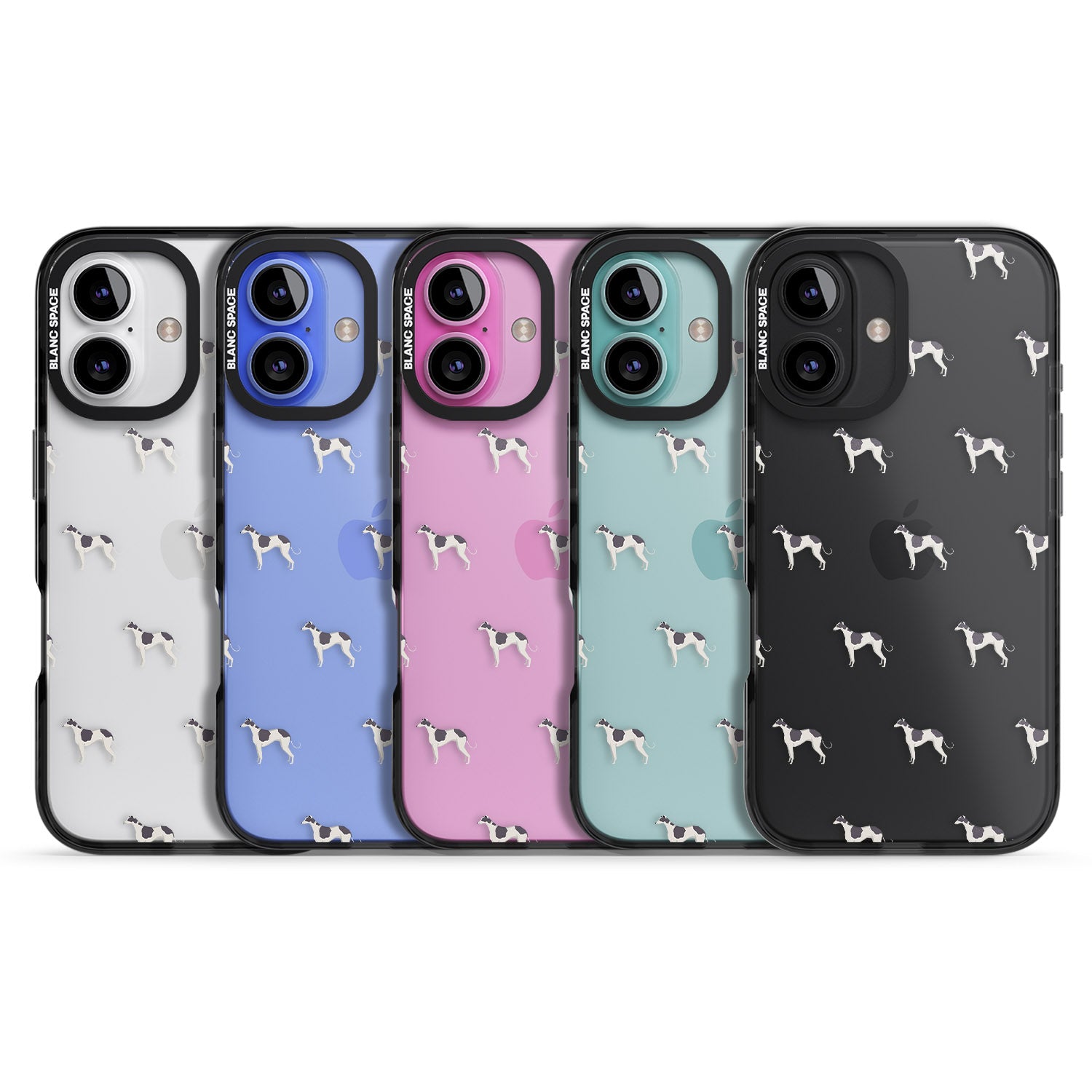 iPhone 16 Pro Max Greyhound Dog Pattern Clear Black Impact Phone Case