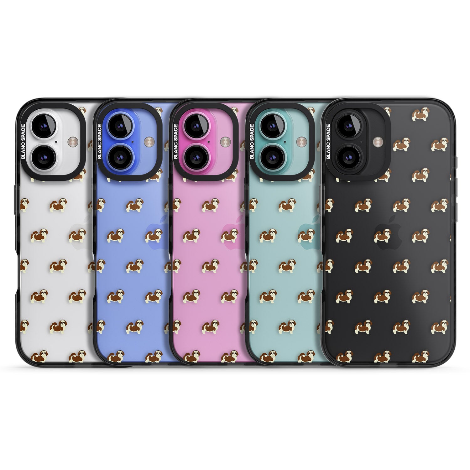 iPhone 16 Pro Max Shih Tzu Dog Pattern Clear Black Impact Phone Case