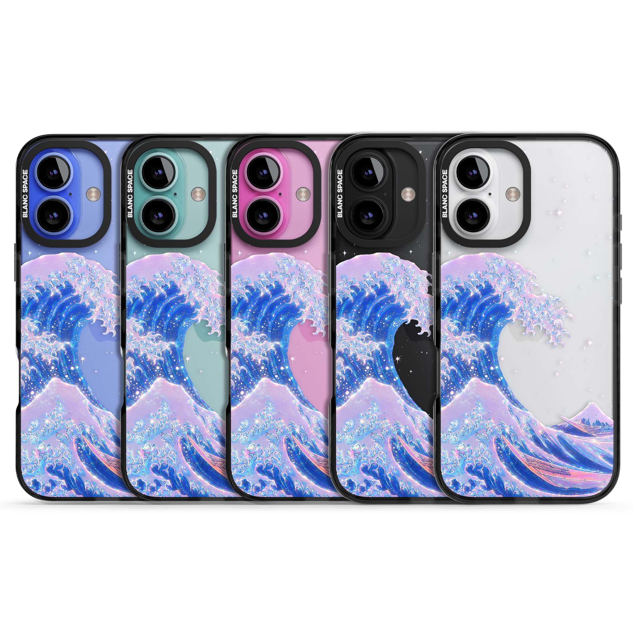 The Great Wave In Opal japanese iPhone case | Black Impact case for iPhone 16, iPhone 16 Plus