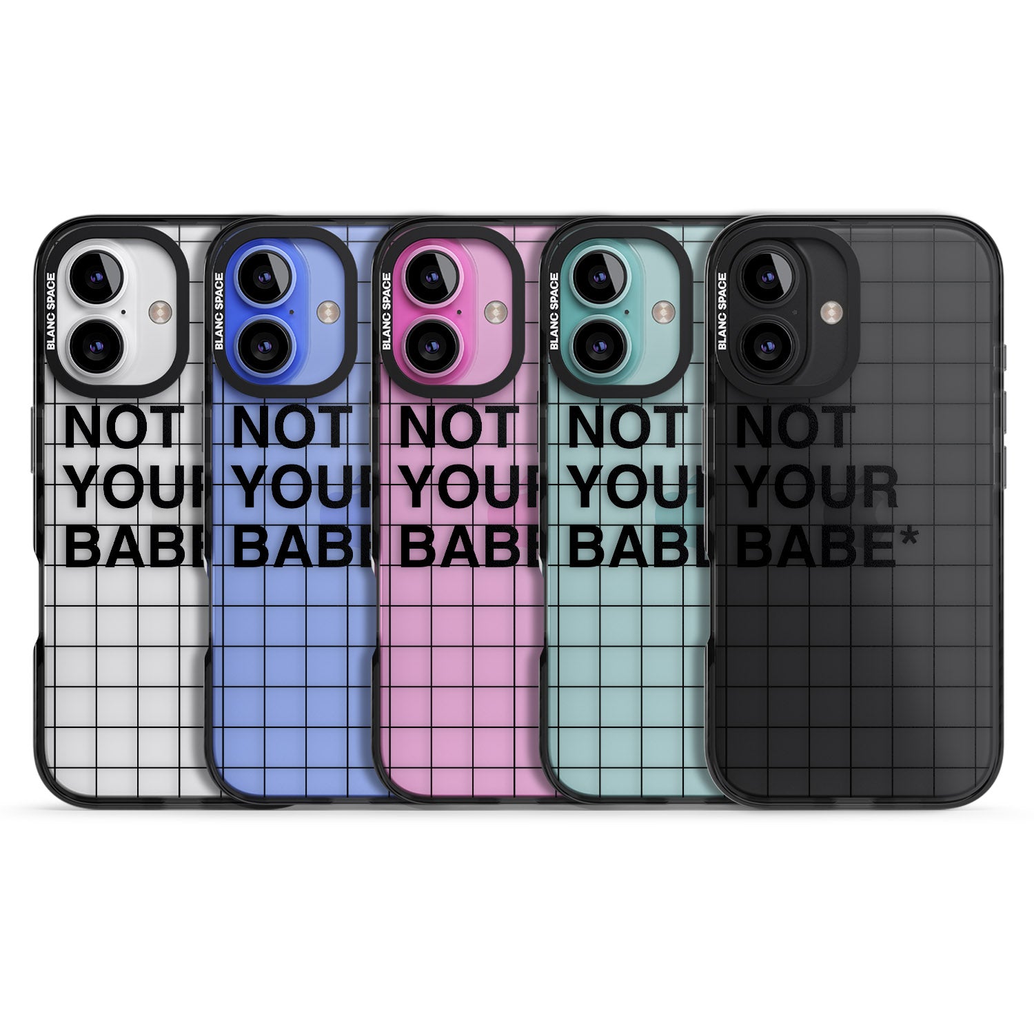 iPhone 16 Pro Max Grid Pattern Not Your Babe Black Impact Phone Case