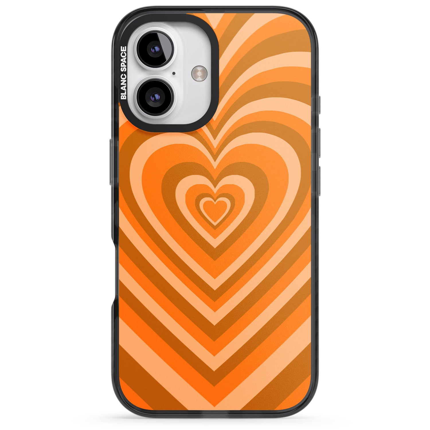 iPhone 16 Pro Max Orange Heart Illusion Black Impact Phone Case