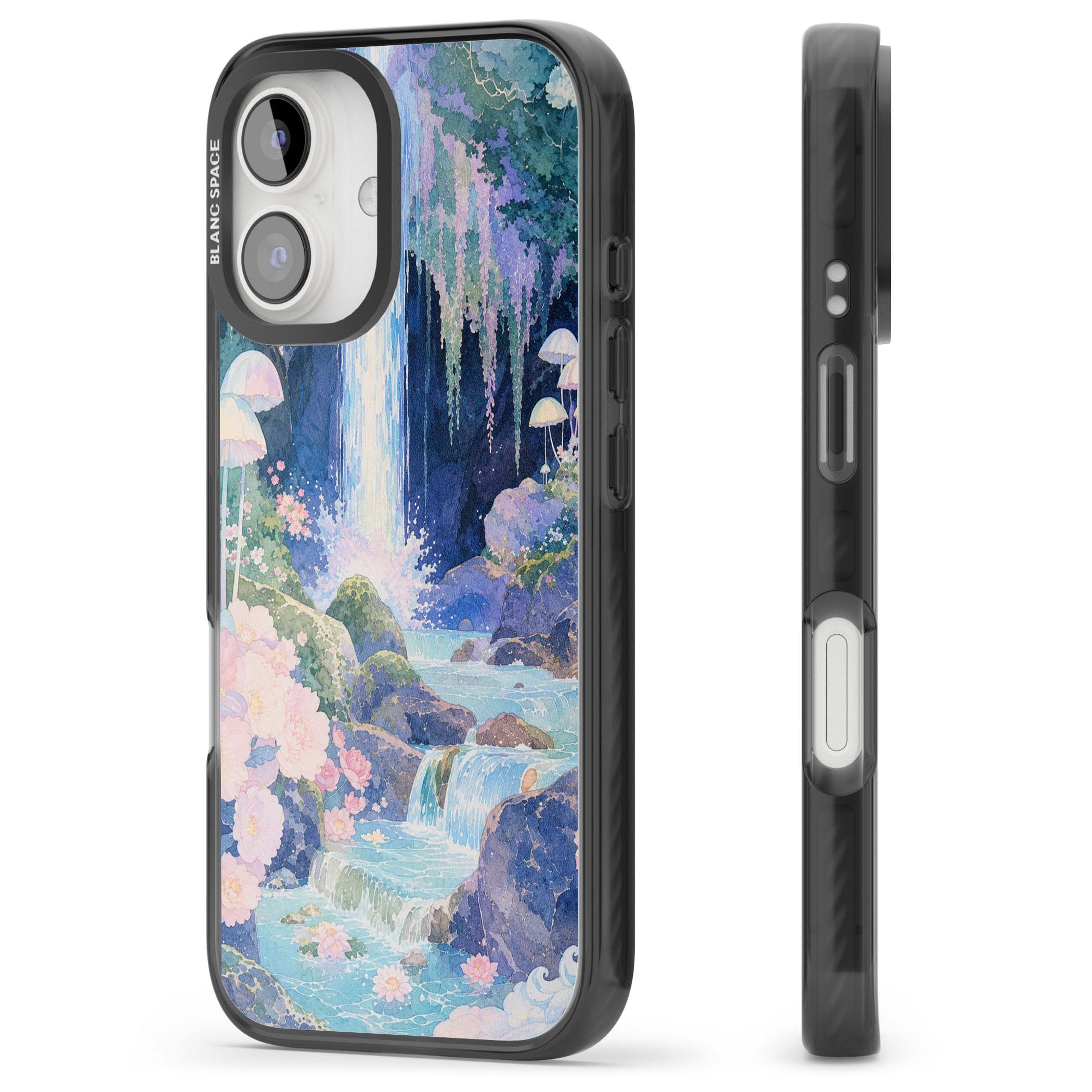 Mystic Waterfall art iPhone case | Black Impact Magsafe case for iPhone 16, iPhone 16 Plus
