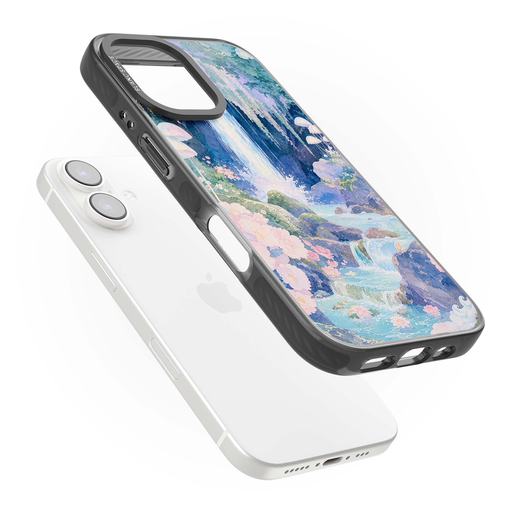 Mystic Waterfall art iPhone case | Black Impact Magsafe case for iPhone 16, iPhone 16 Plus