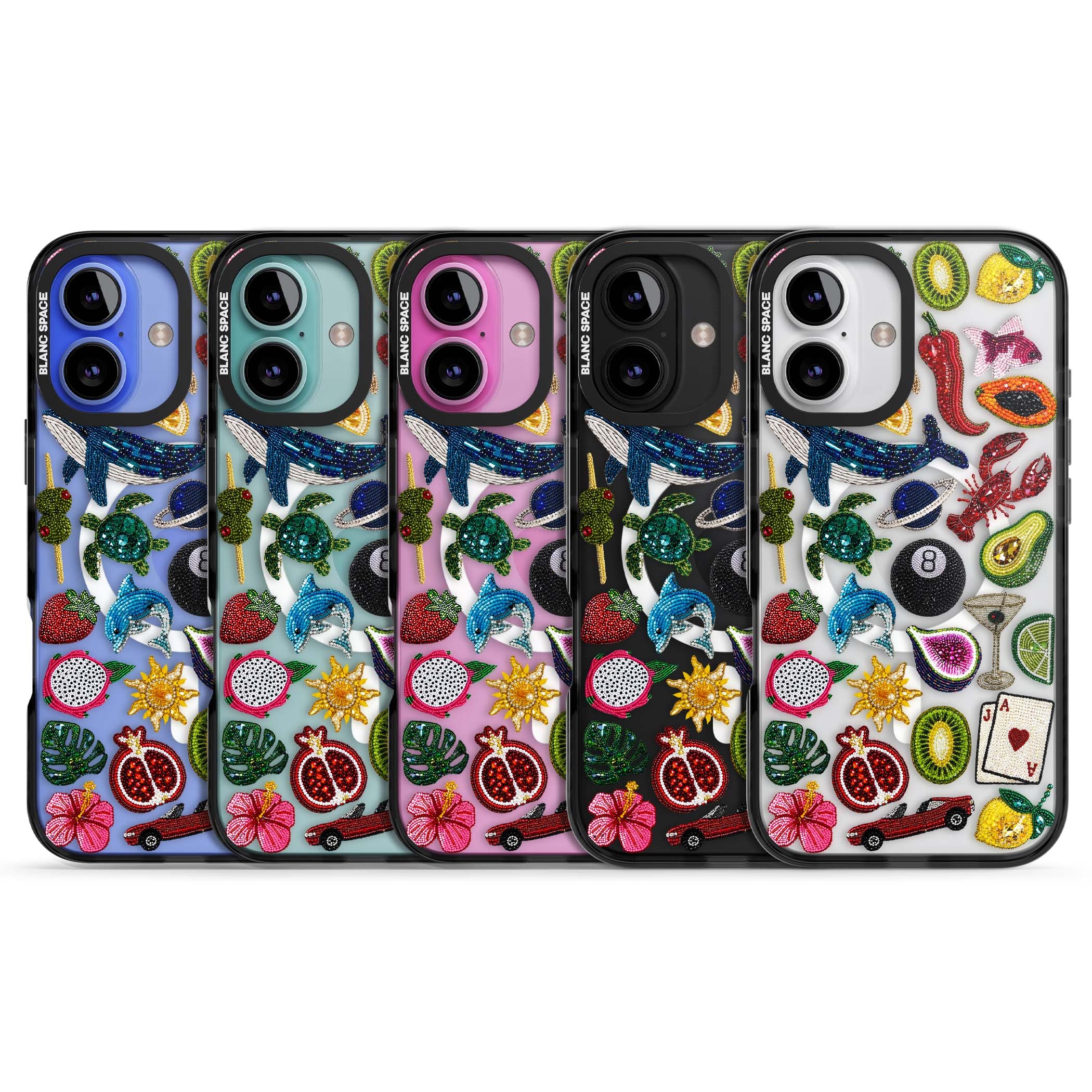 Beaded Mix cute iPhone case | Black Impact Magsafe case for iPhone 16, iPhone 16 Plus