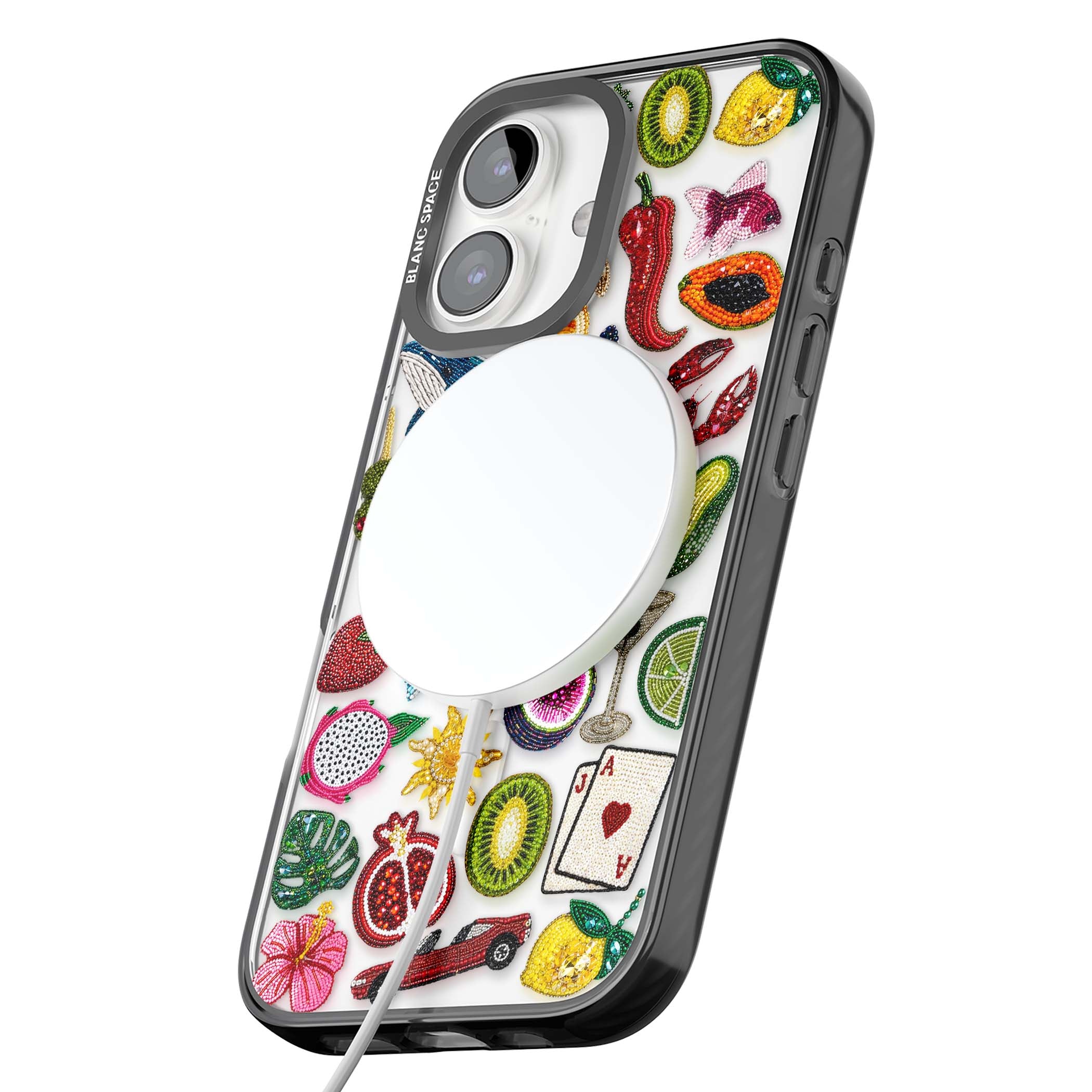 Beaded Mix cute iPhone case | Black Impact Magsafe case for iPhone 16, iPhone 16 Plus