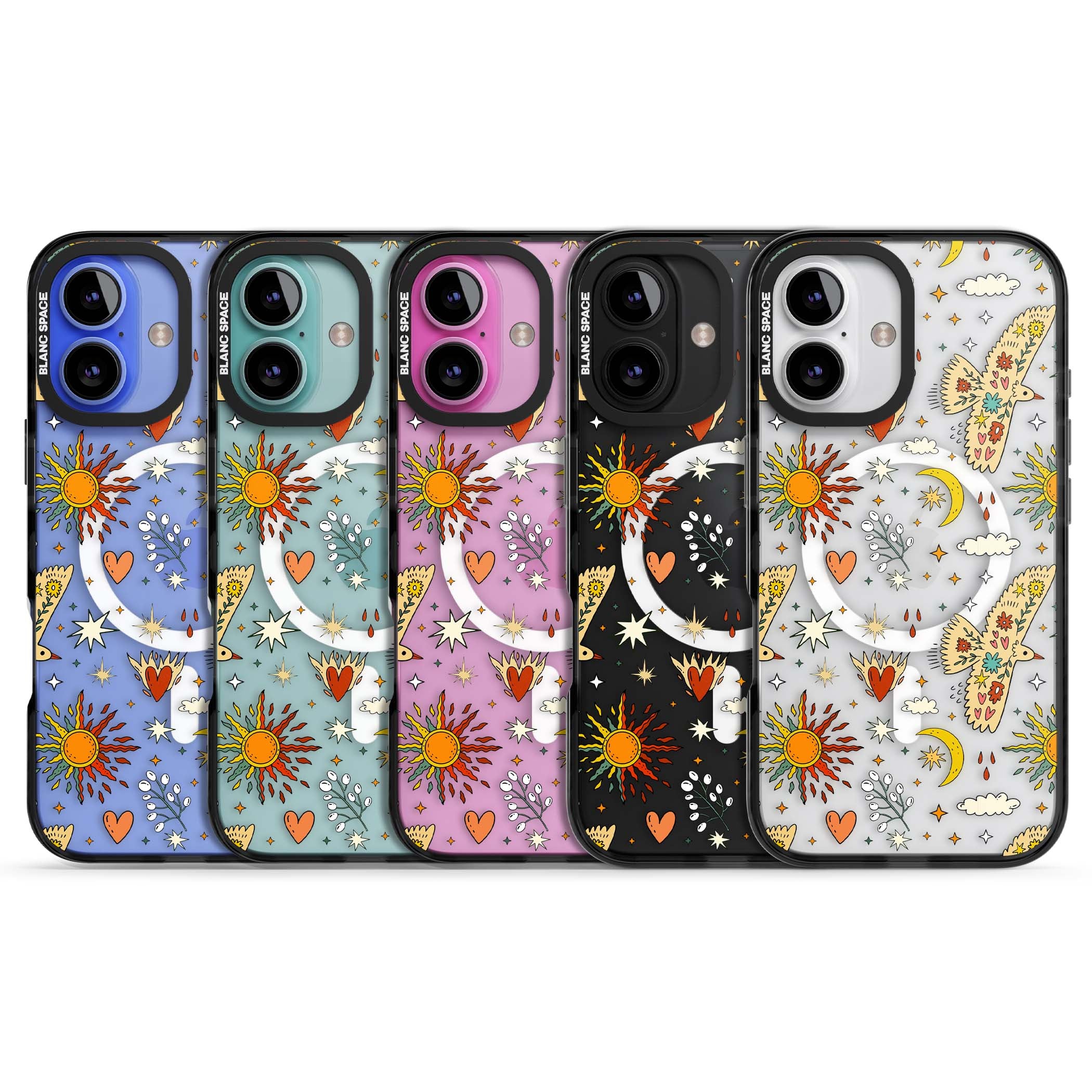 Elevate Your Phone'S Style With This Boho Celestial Sun & Eye Phone Case, Featuring A Mystical Blend Of Suns, All-Seeing Eyes, Butterflies, Stars, And