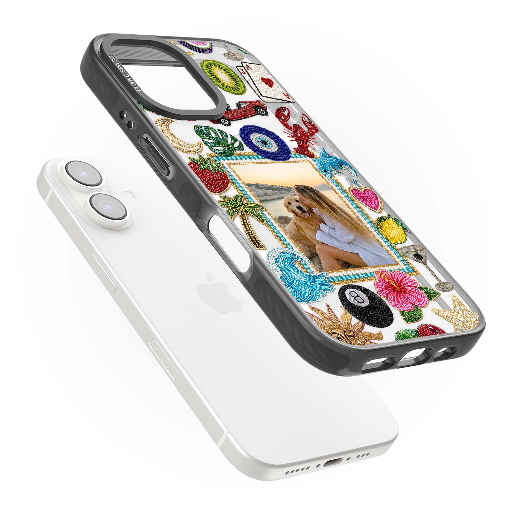 Beaded Photo coastal iPhone case | Black Impact Magsafe case for iPhone 16, iPhone 16 Plus