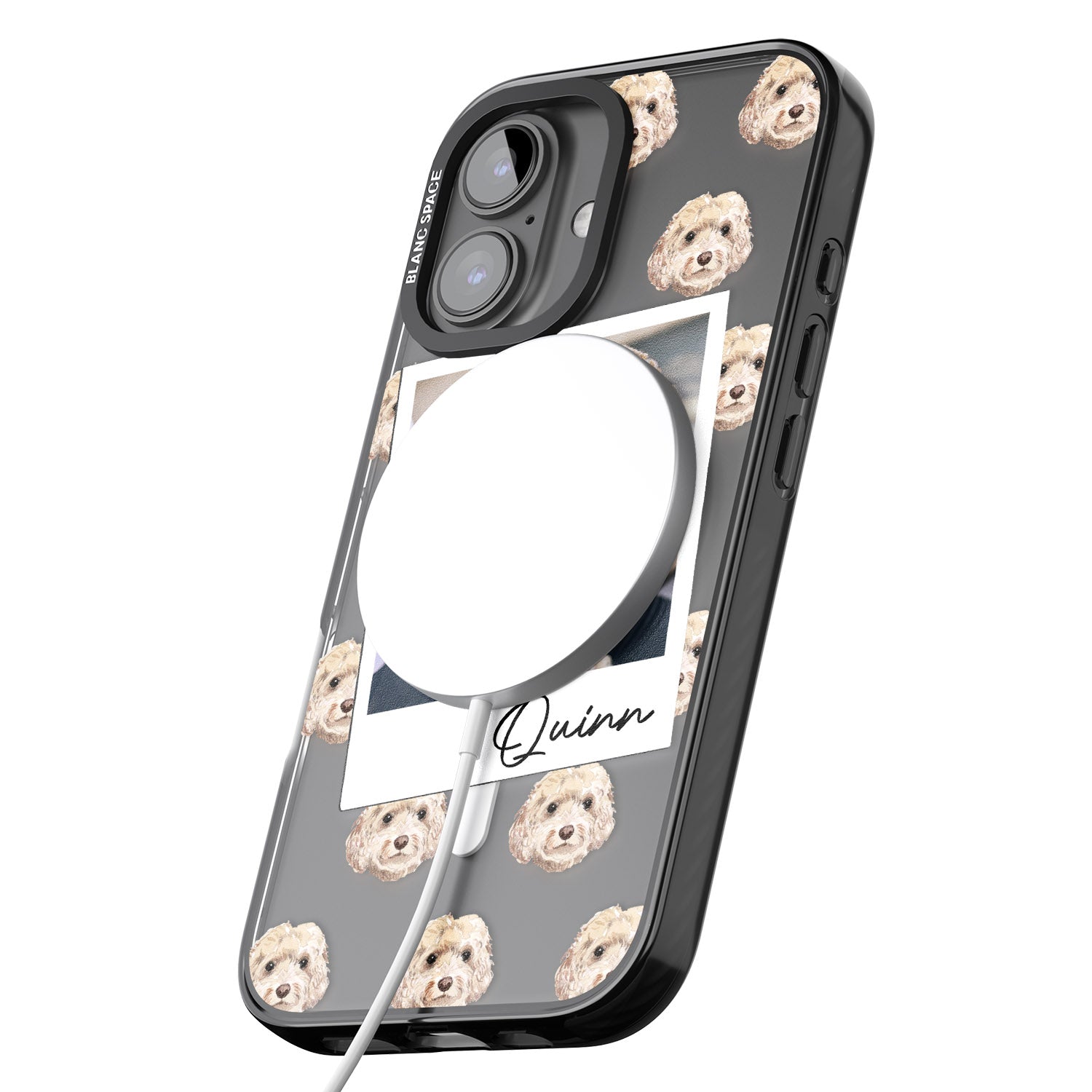 iPhone 16 Pro Max Personalised Cockapoo, Cream - Dog Photo Black Impact Phone Case