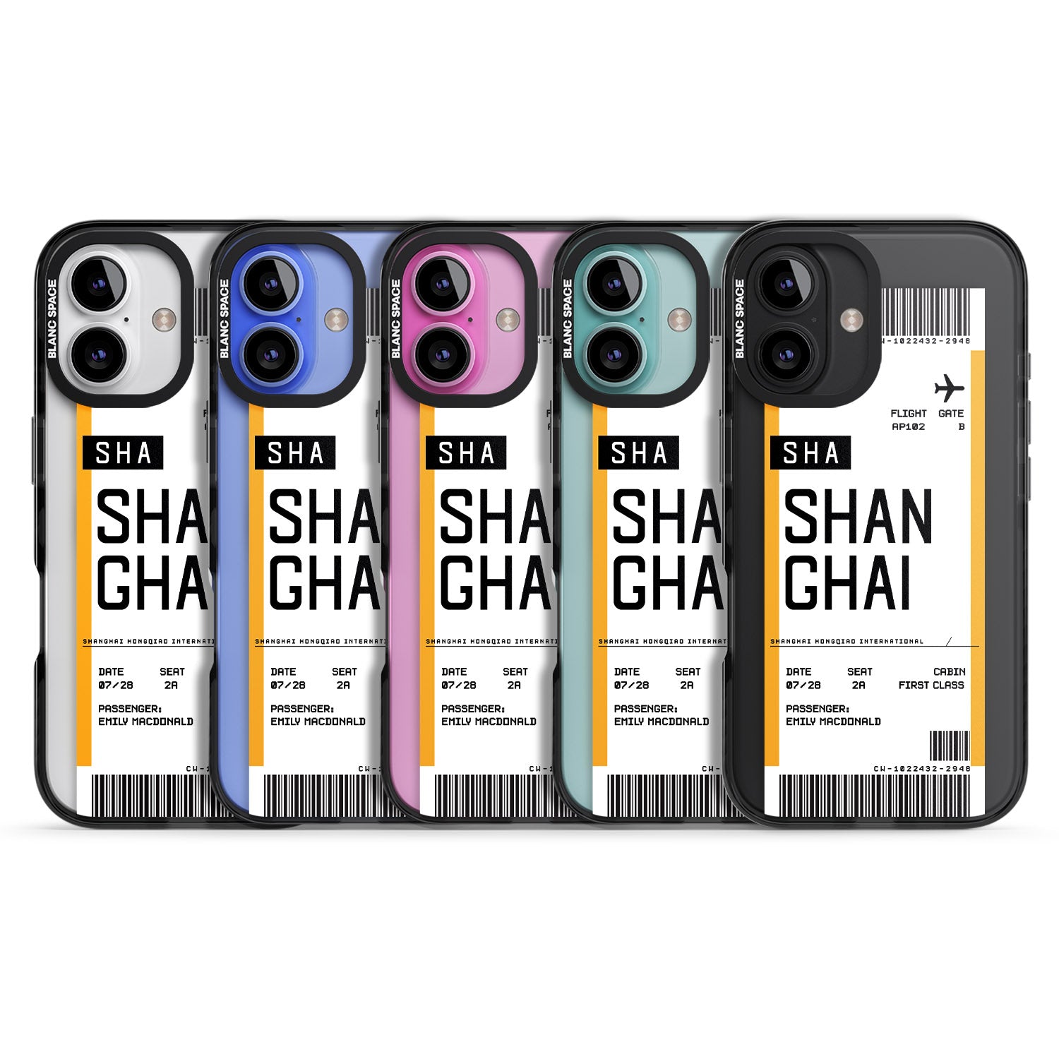 iPhone 16 Pro Max Personalised Shangai Boarding Pass Black Impact Phone Case