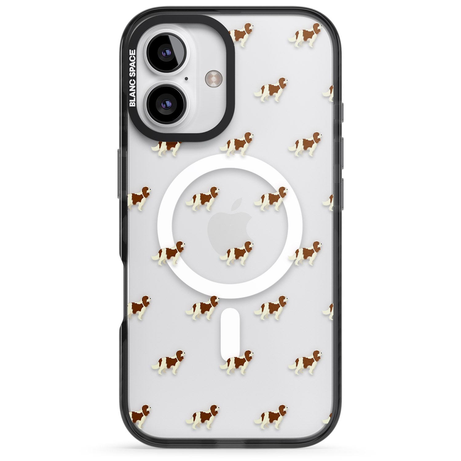 iPhone 16 Pro Max Cavalier King Charles Spaniel Pattern Clear Black Impact Phone Case