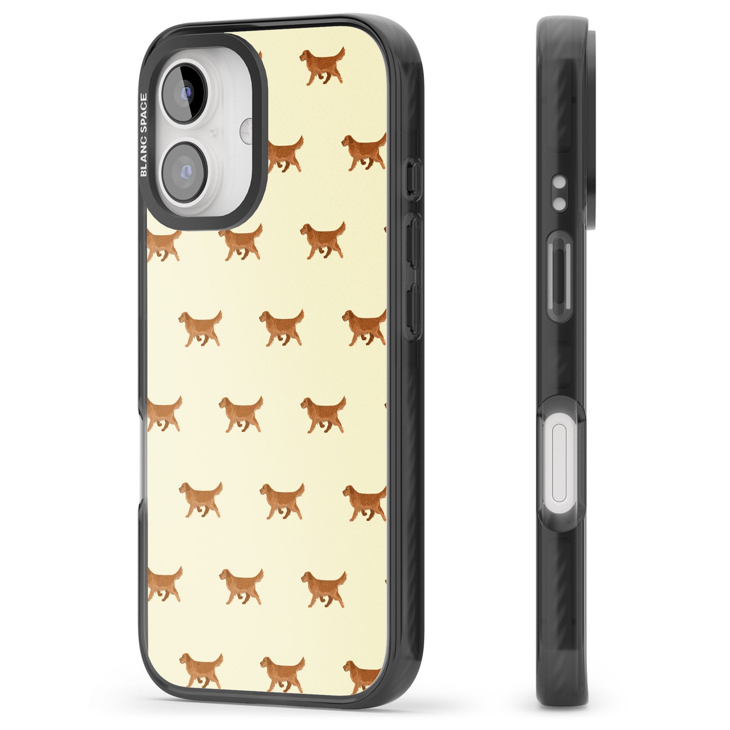 iPhone 16 Pro Max Golden Retriever Dog Pattern Black Impact Phone Case