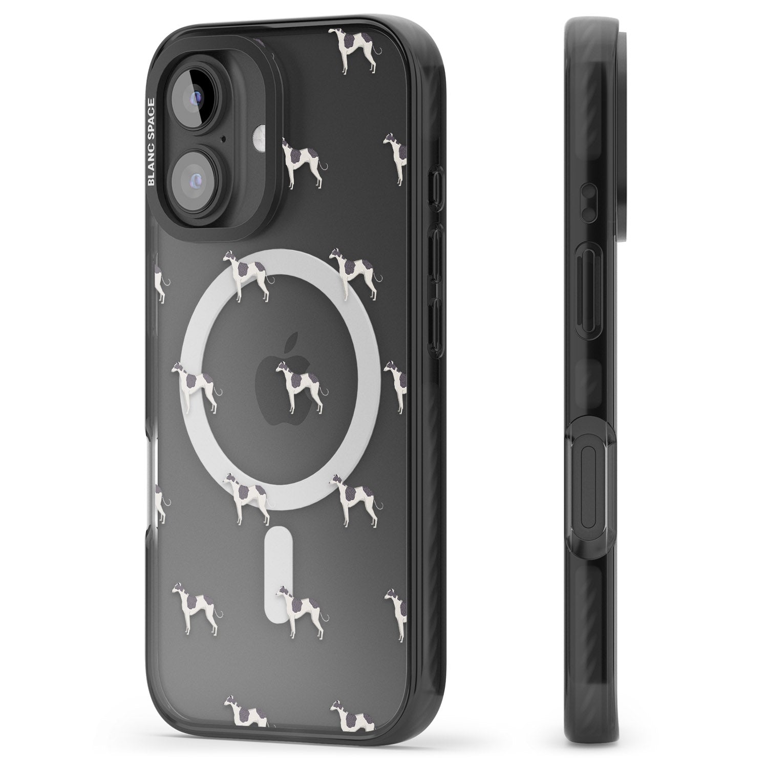 iPhone 16 Pro Max Greyhound Dog Pattern Clear Black Impact Phone Case
