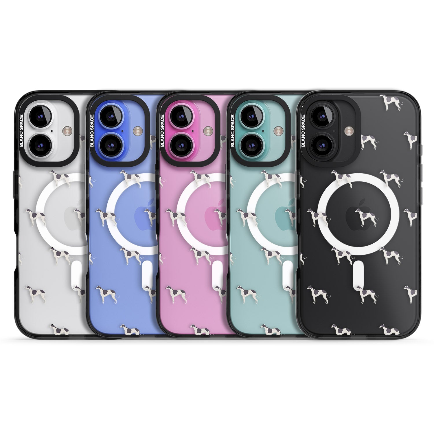 iPhone 16 Pro Max Greyhound Dog Pattern Clear Black Impact Phone Case