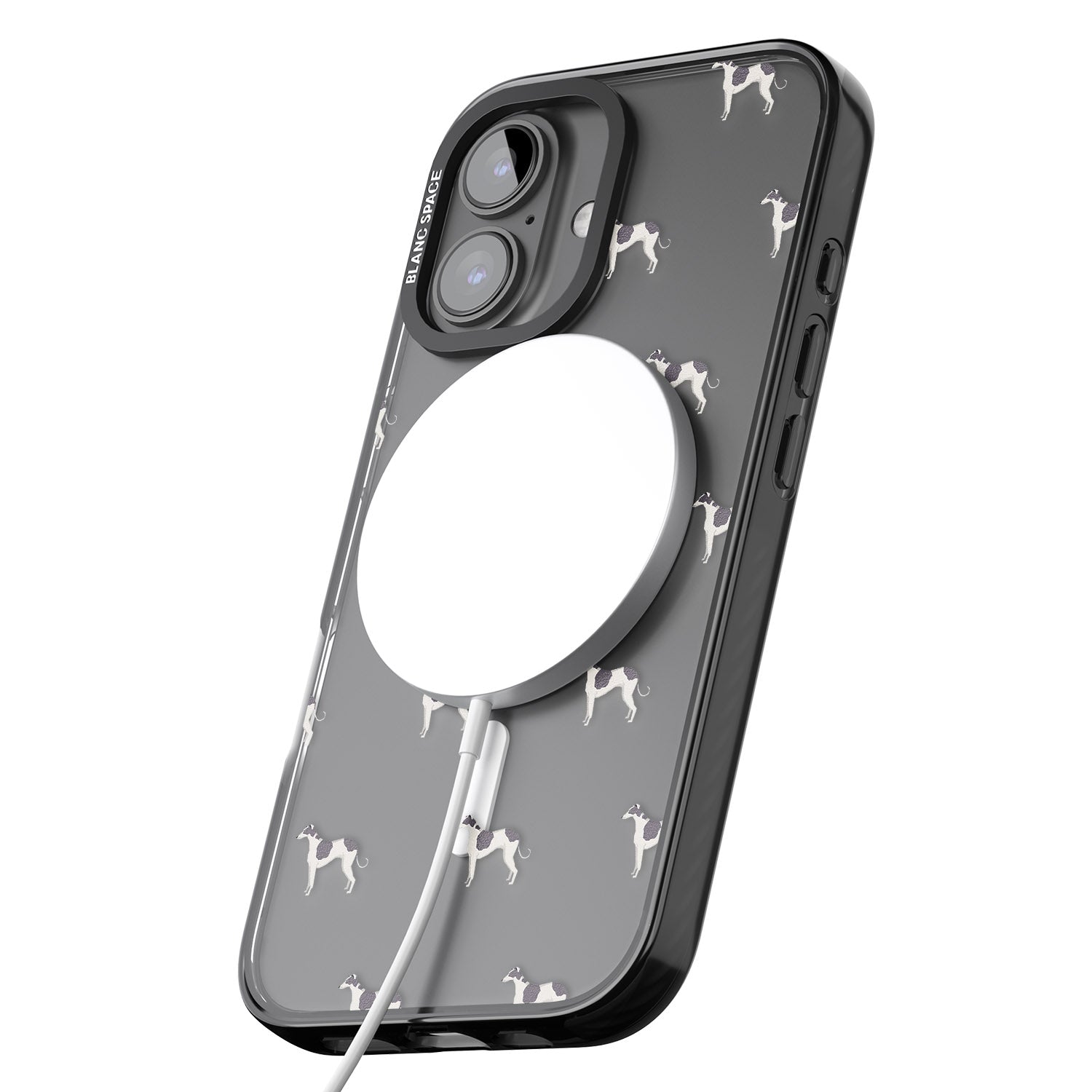 iPhone 16 Pro Max Greyhound Dog Pattern Clear Black Impact Phone Case