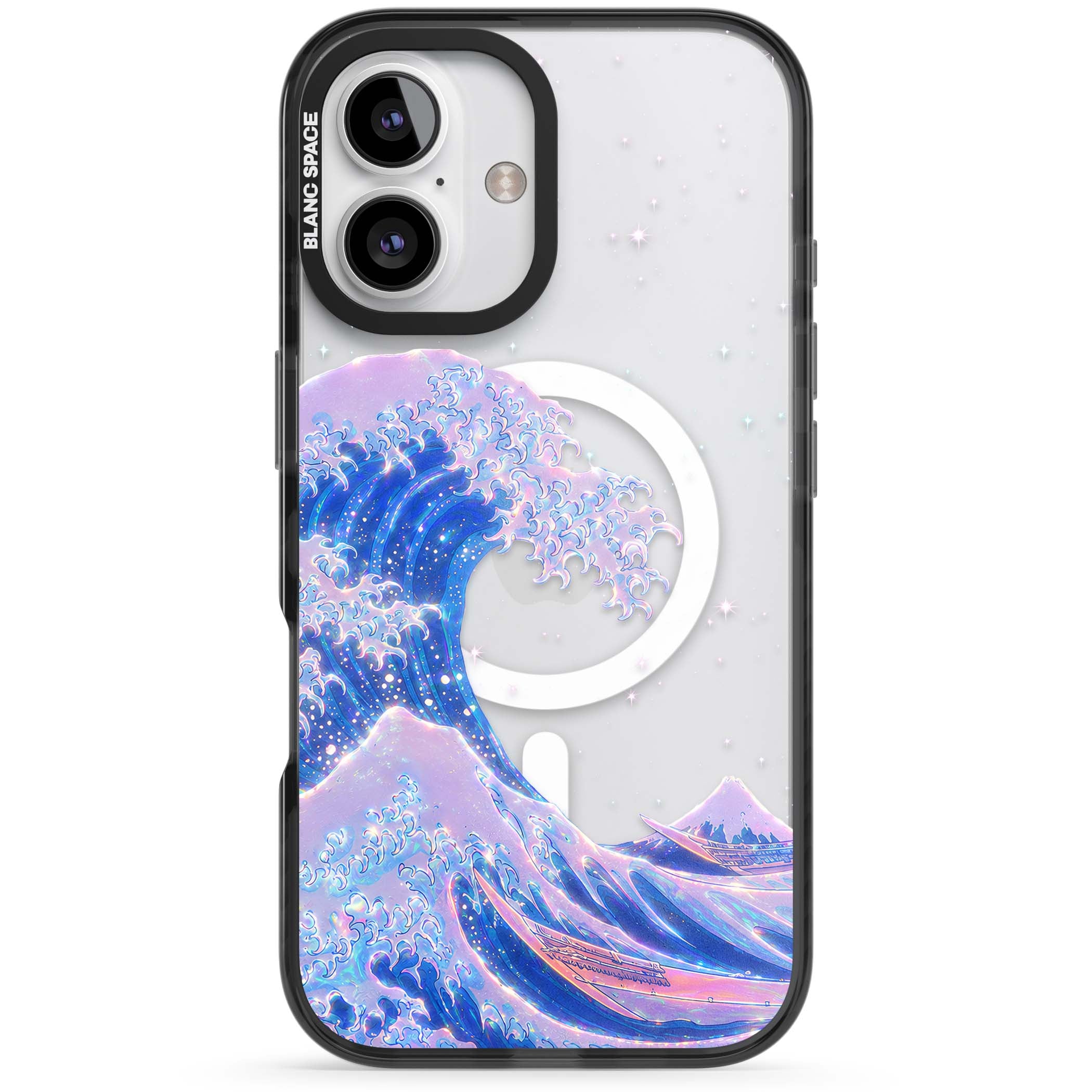 The Great Wave In Opal japanese iPhone case | Black Impact Magsafe case for iPhone 16, iPhone 16 Plus