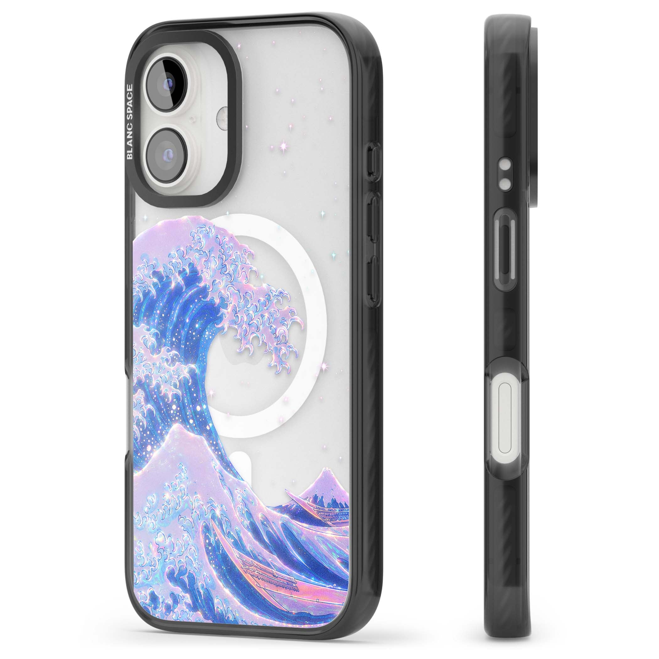 The Great Wave In Opal japanese iPhone case | Black Impact Magsafe case for iPhone 16, iPhone 16 Plus
