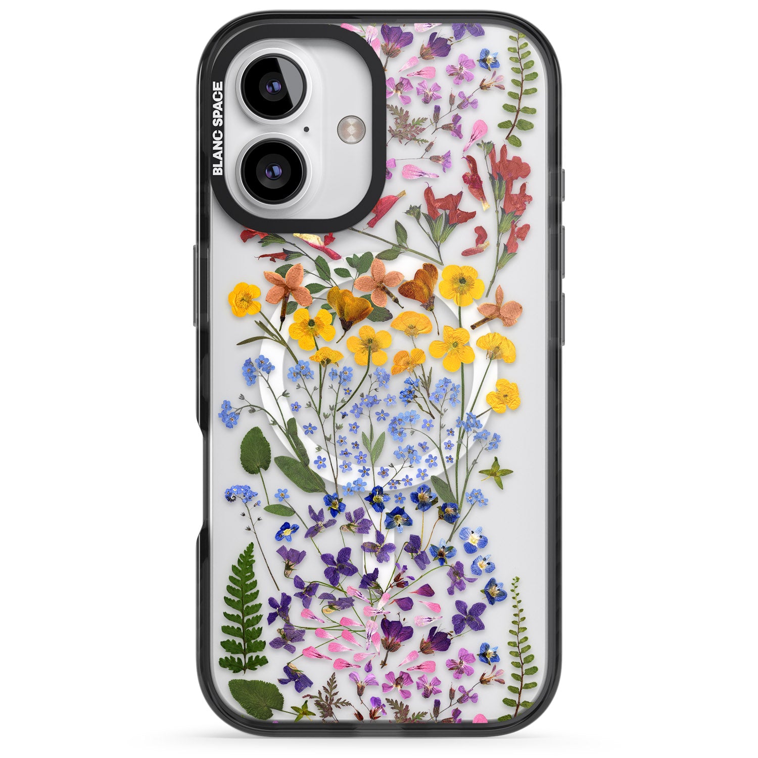 iPhone 16 Pro Max Wild Flower Stripe Design Black Impact Phone Case