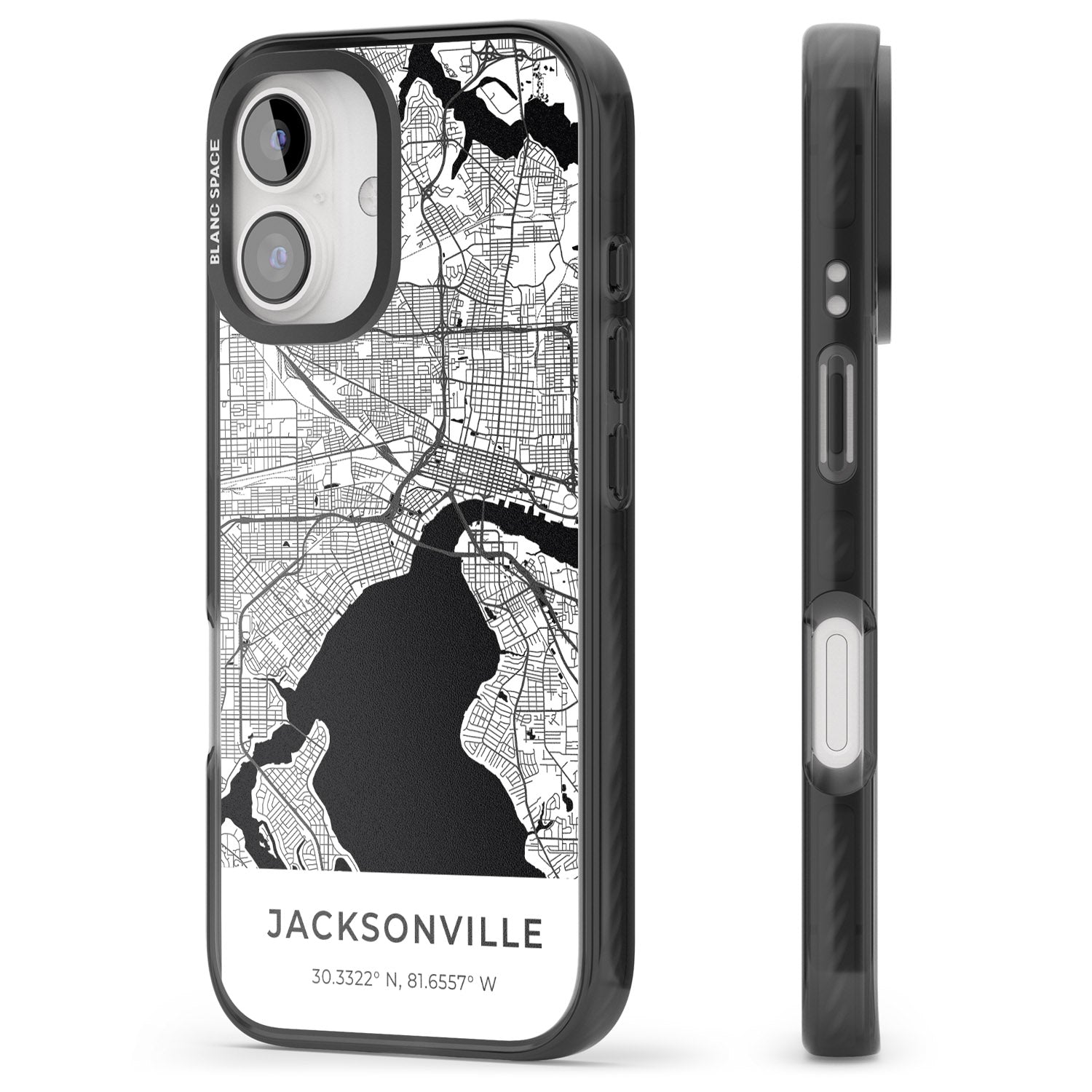 iPhone 16 Pro Max Map of Jacksonville, Florida Black Impact Phone Case