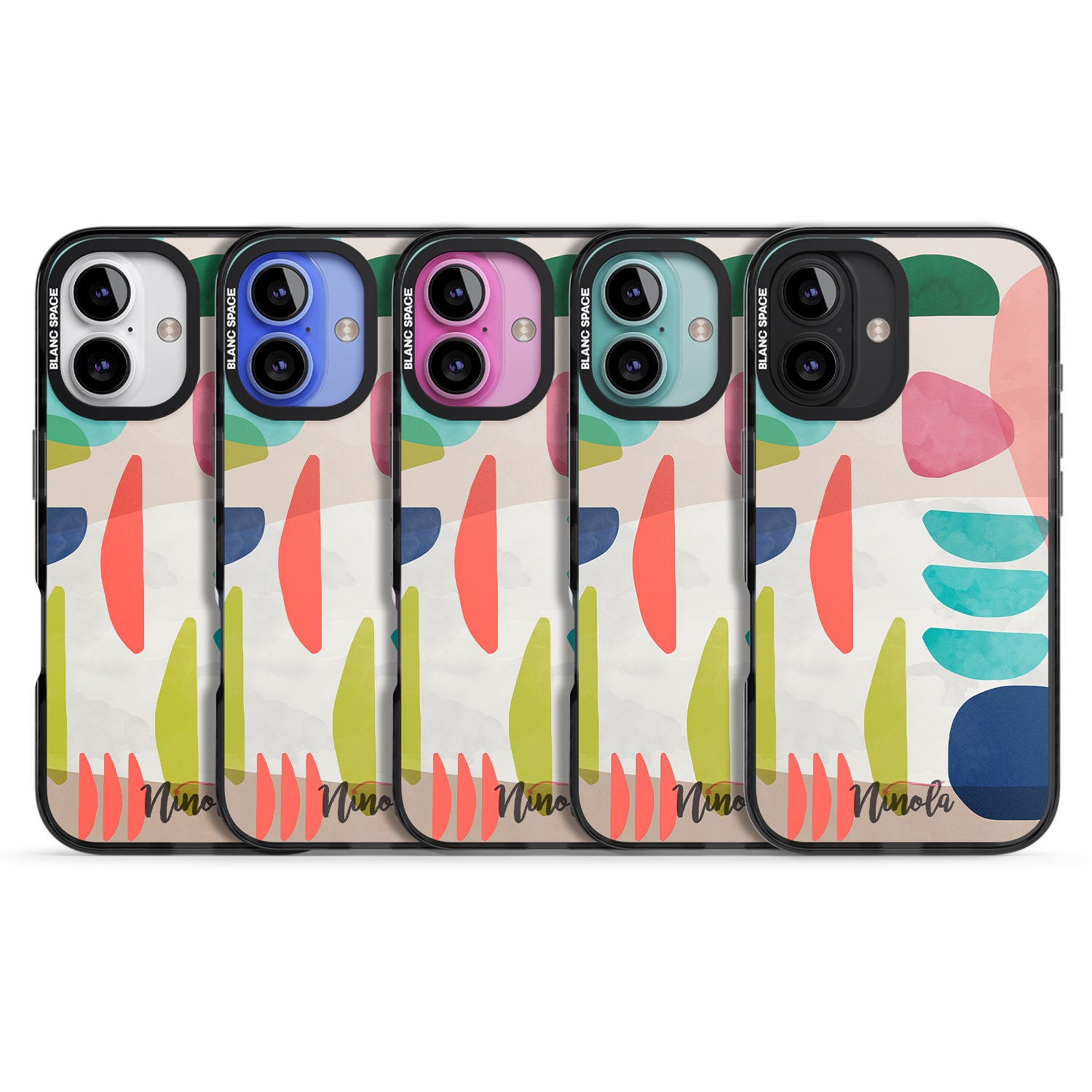 iPhone 16 Pro Max Organic Bold Shapes Black Impact Phone Case