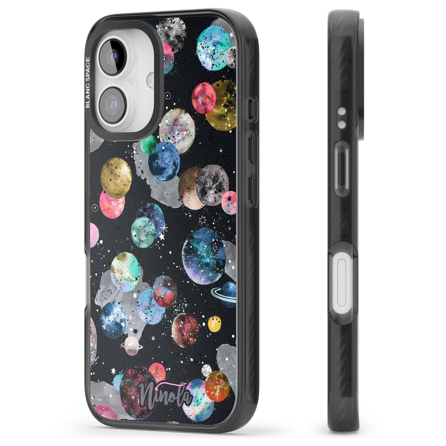 iPhone 16 Pro Max Space Planets Black Impact Phone Case