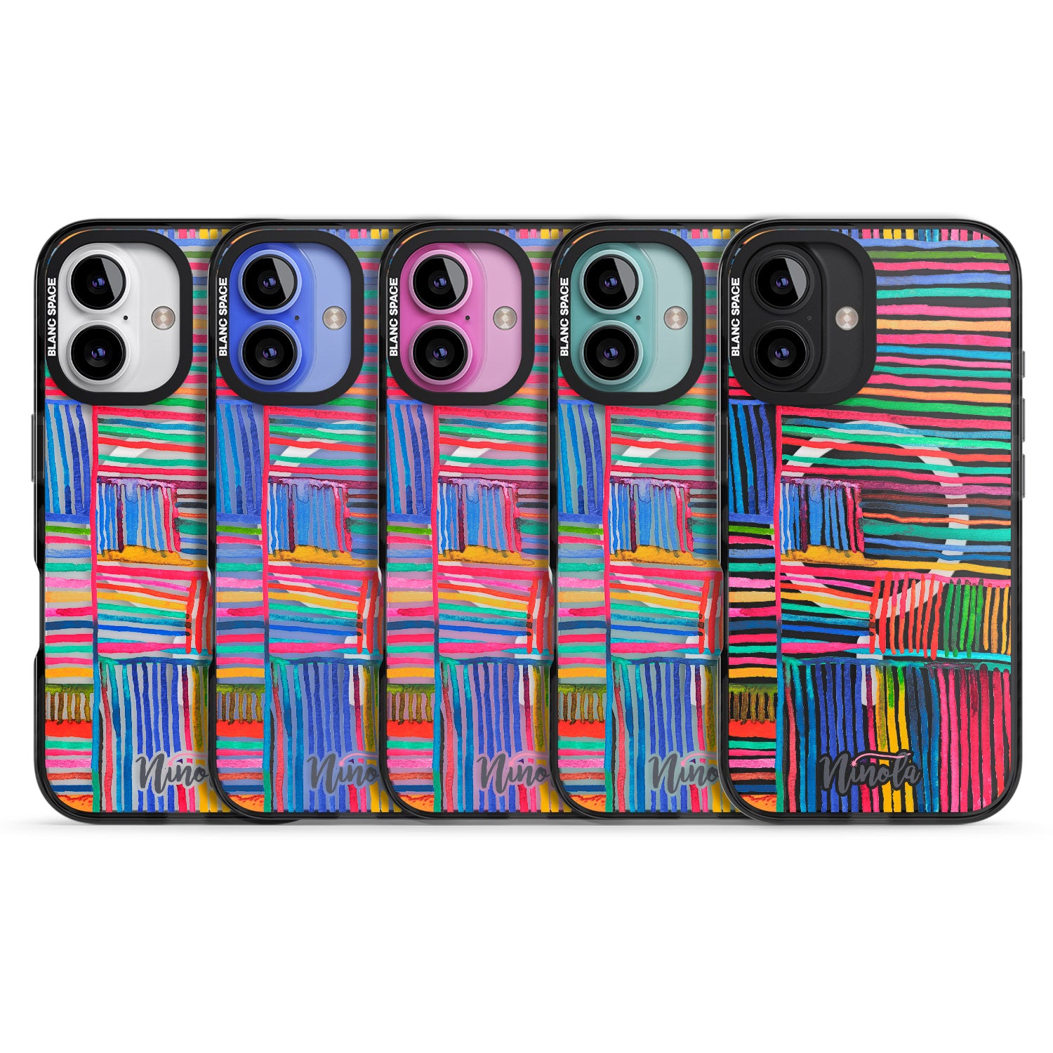 iPhone 16 Pro Max Watercolor Relaxing Lines Black Impact Phone Case