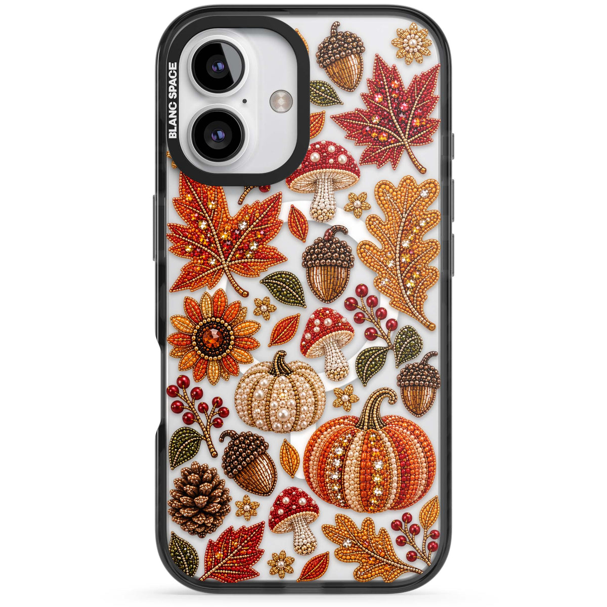 Beaded Autumn iPhone case | Black Impact Magsafe case for iPhone 16, iPhone 16 Plus