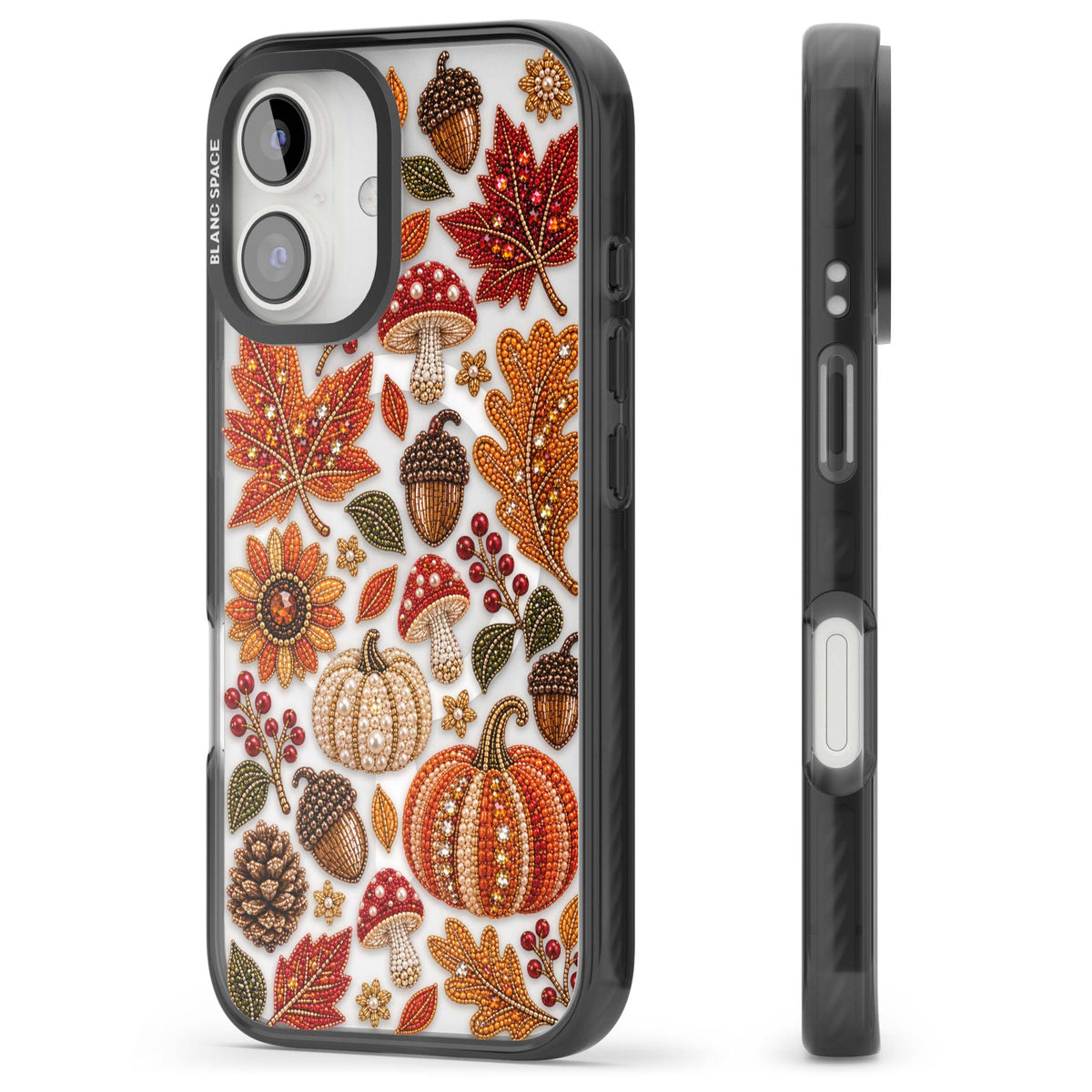 Beaded Autumn iPhone case | Black Impact Magsafe case for iPhone 16, iPhone 16 Plus