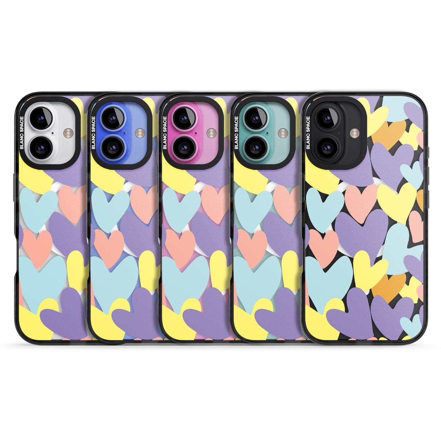 iPhone 16 Pro Max Pastel Hearts Black Impact Phone Case