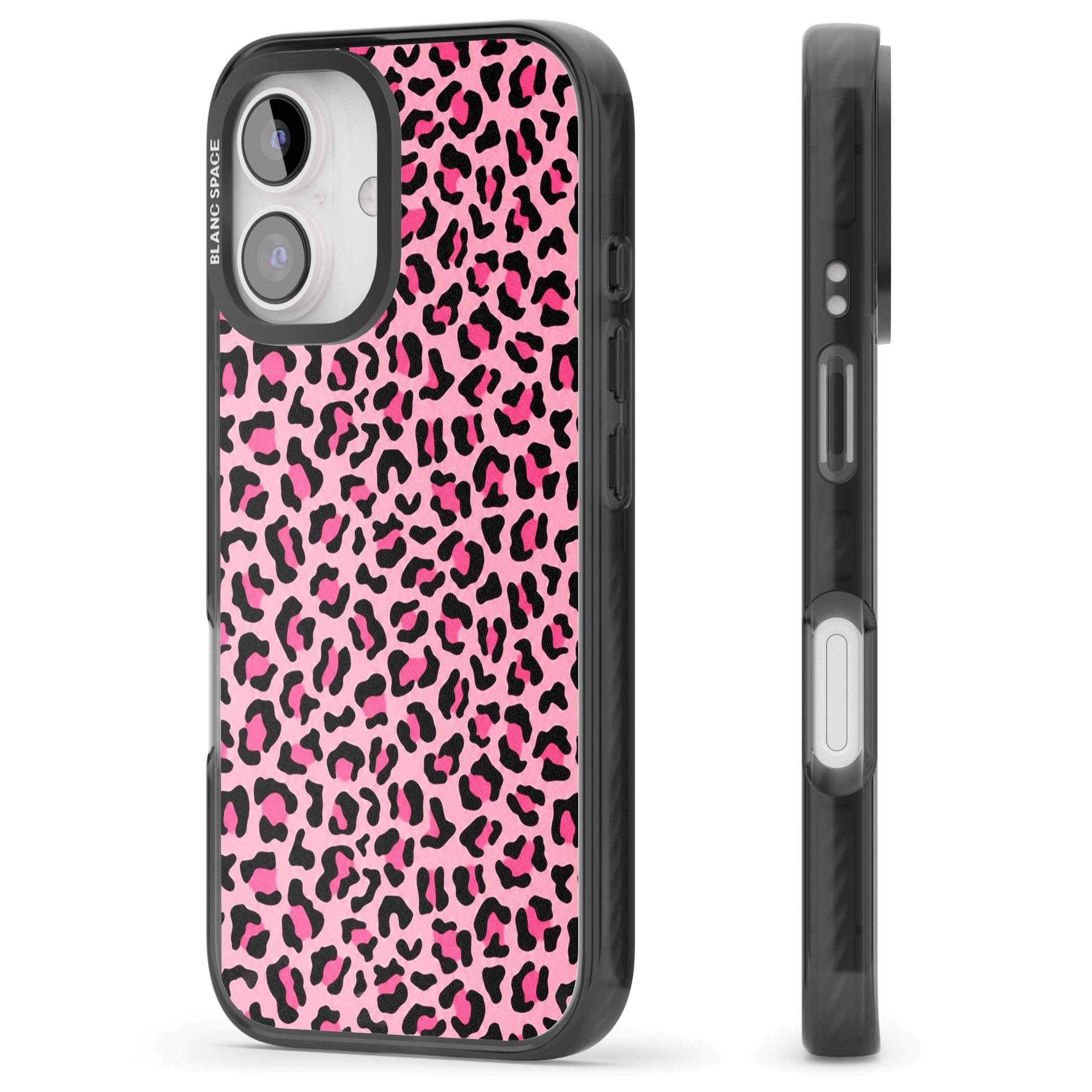 Pink Leopard baddie iPhone case | Black Impact Magsafe case for iPhone 16, iPhone 16 Plus