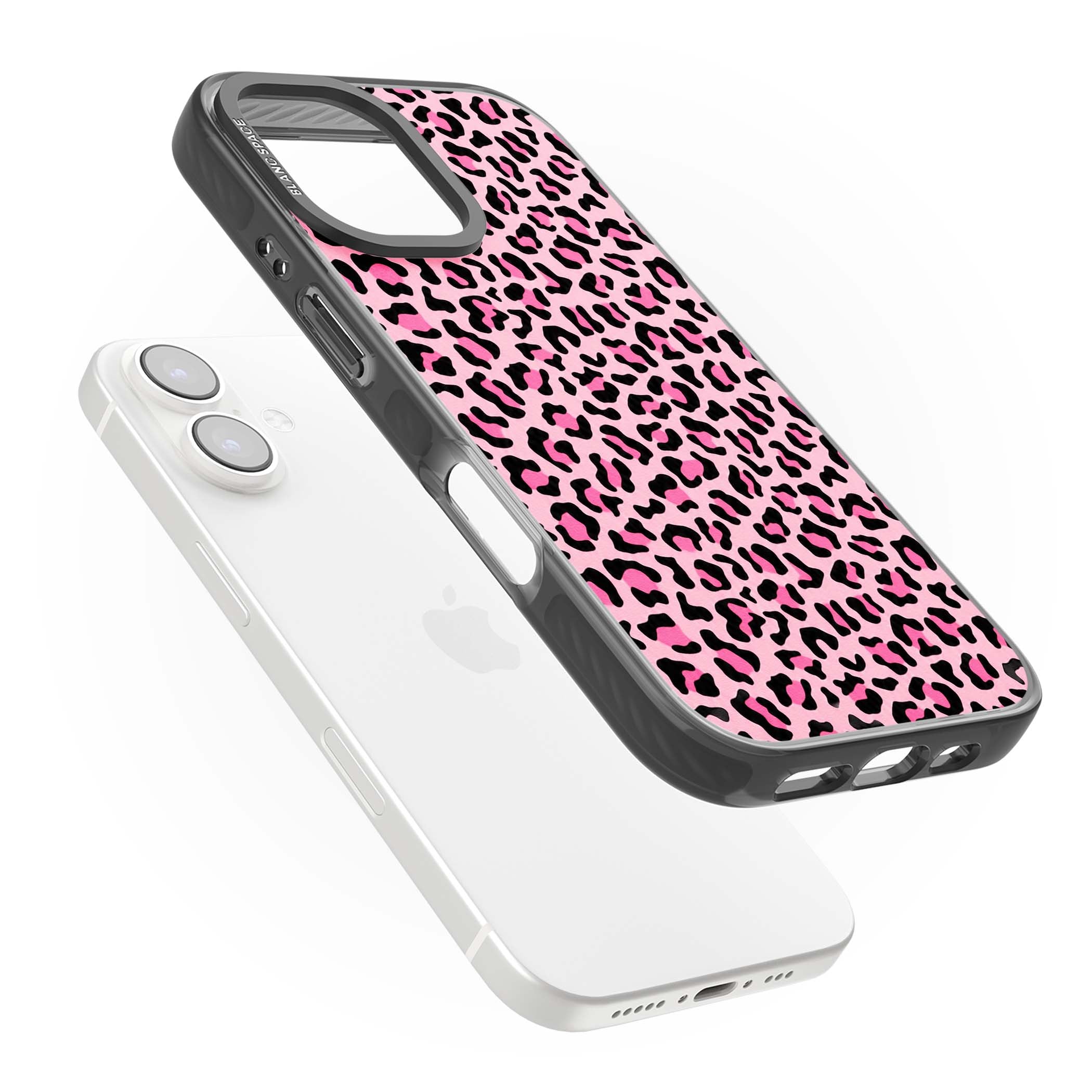 Pink Leopard baddie iPhone case | Black Impact Magsafe case for iPhone 16, iPhone 16 Plus