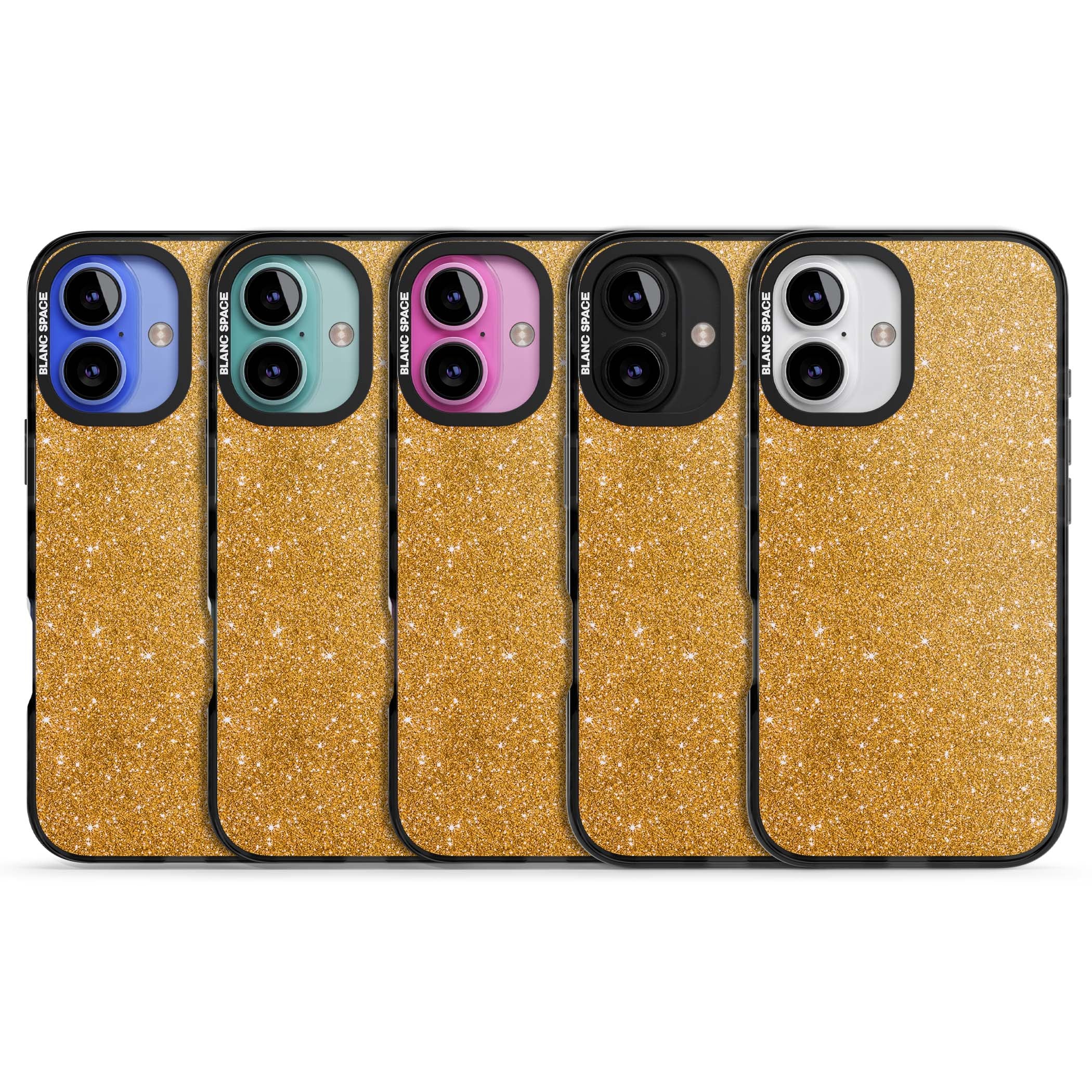 Gold Glitter gold glitter iPhone case featuring a shimmering sparkle wallpaper design in luxury gold | Black Impact Magsafe case for iPhone 16, iPhone 16 Plus