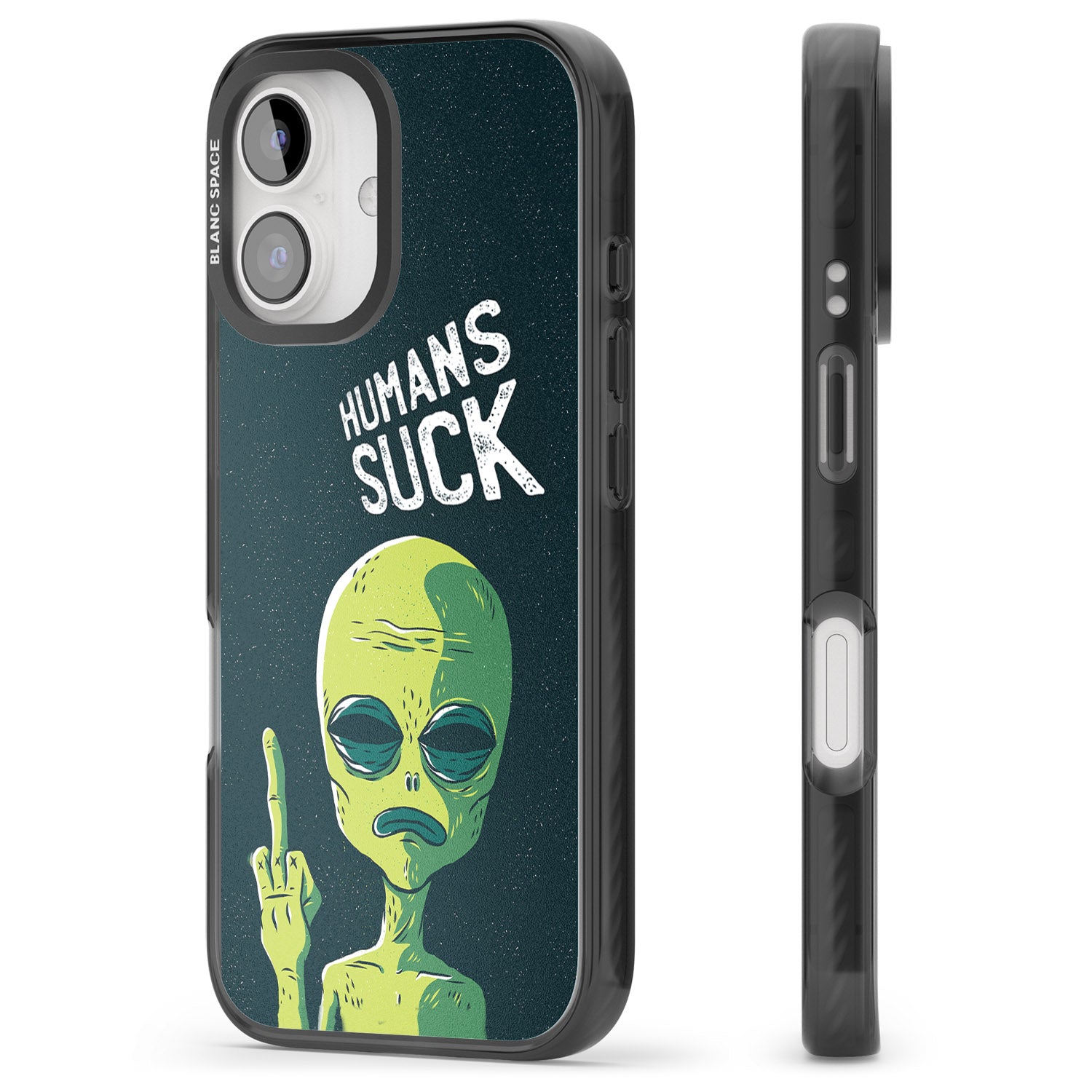 iPhone 16 Pro Max Humans Suck Alien Black Impact Phone Case
