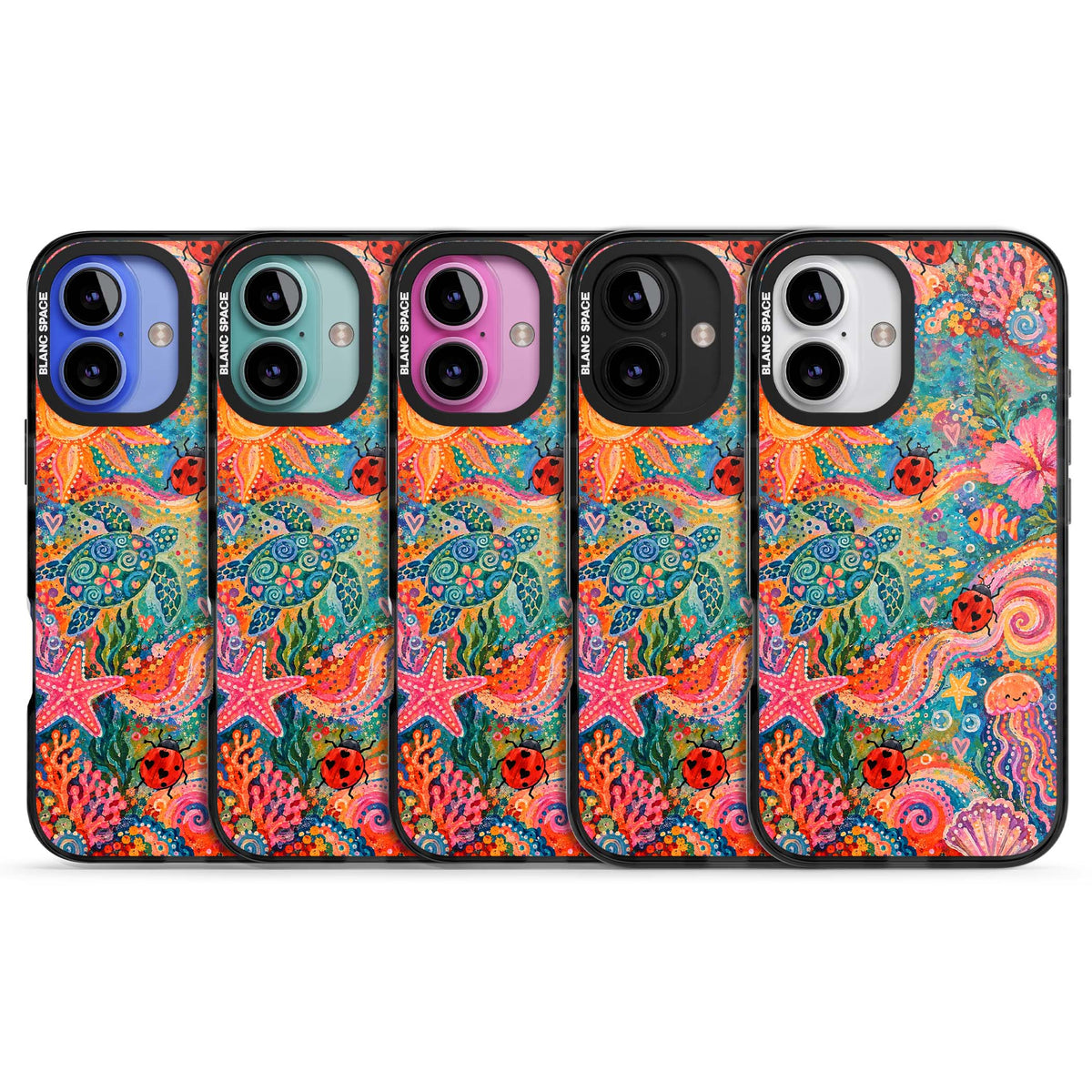 Coral Whimsy for her iPhone case | Black Impact Magsafe case for iPhone 16, iPhone 16 Plus