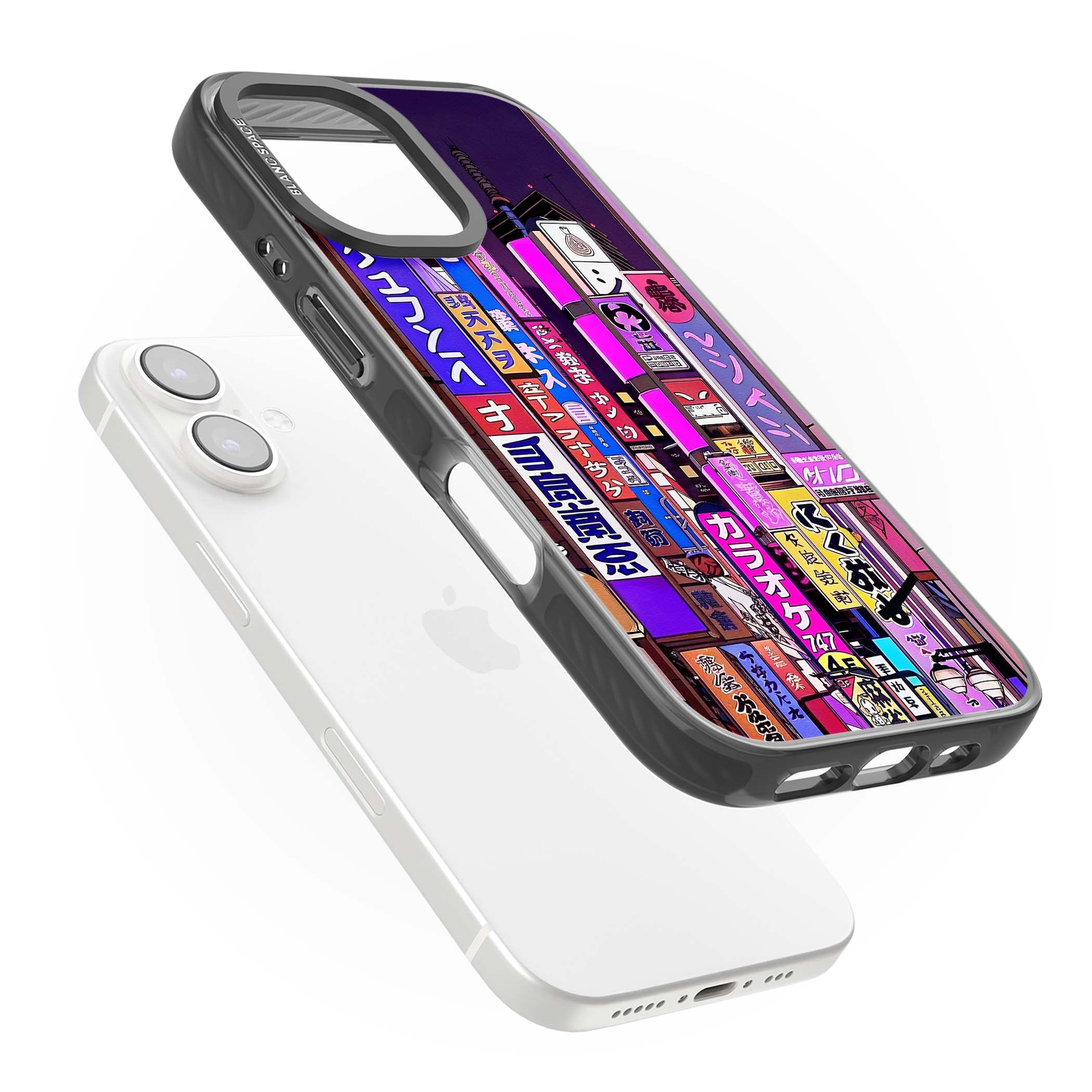 NEON NIGHT anime iPhone case | Black Impact case for iPhone 16, iPhone 16 Plus