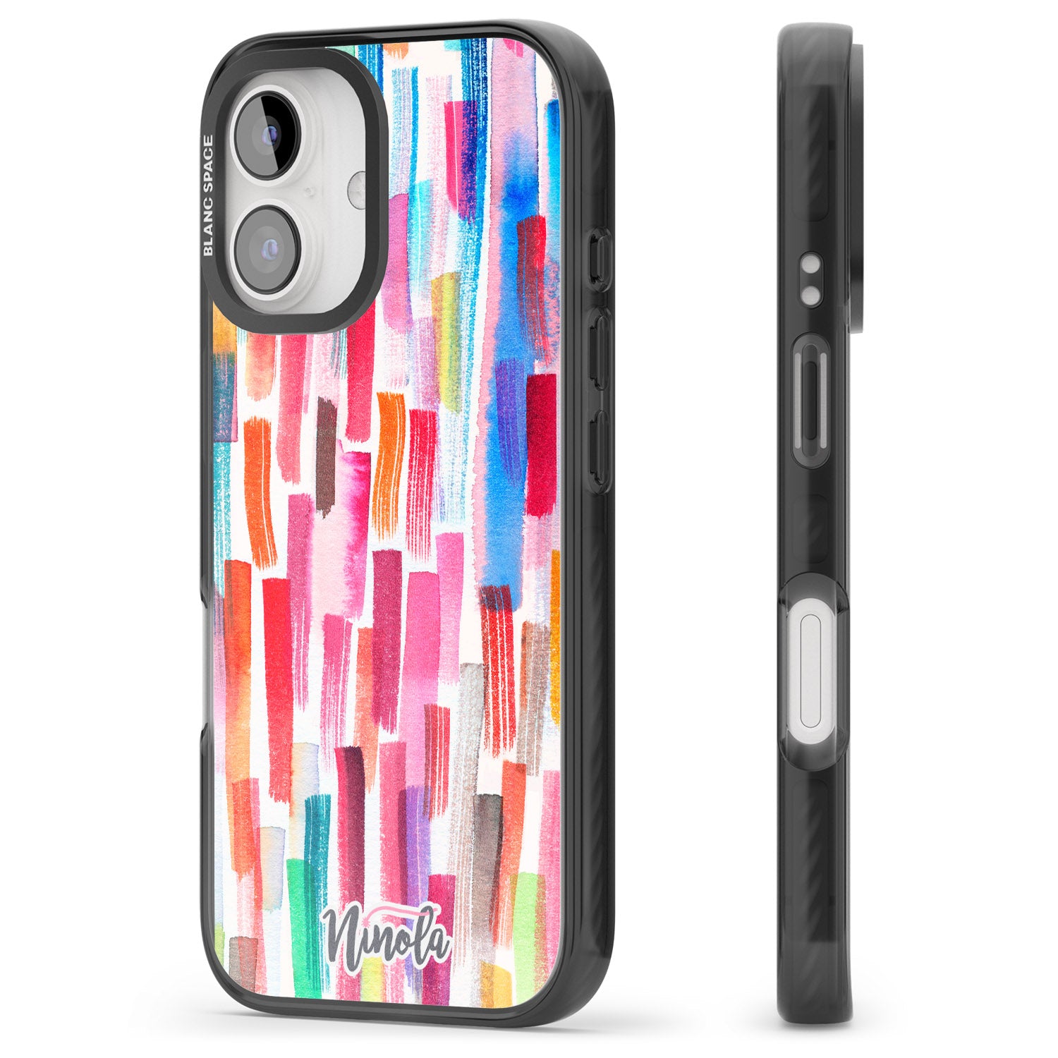 iPhone 16 Pro Max Colorful Brushstrokes Black Impact Phone Case