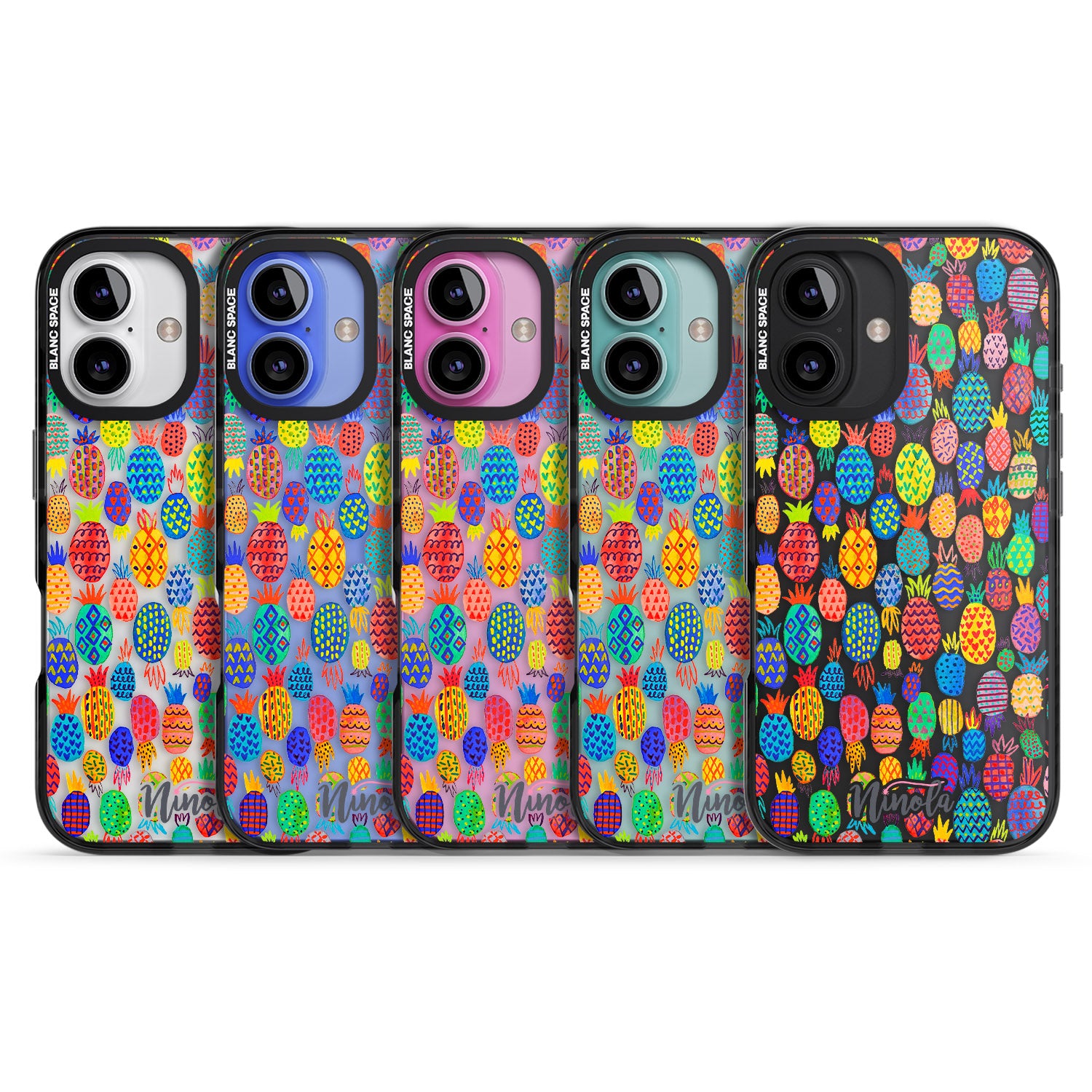 iPhone 16 Pro Max Cute Pineapples Black Impact Phone Case