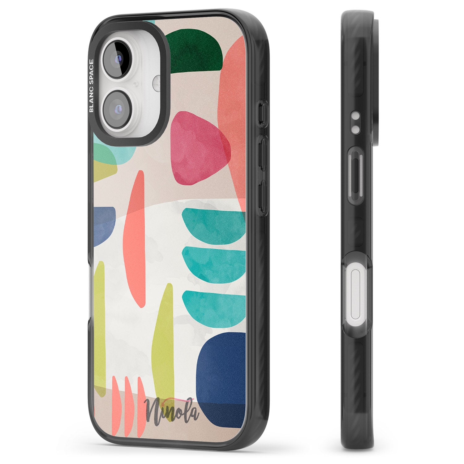 iPhone 16 Pro Max Organic Bold Shapes Black Impact Phone Case