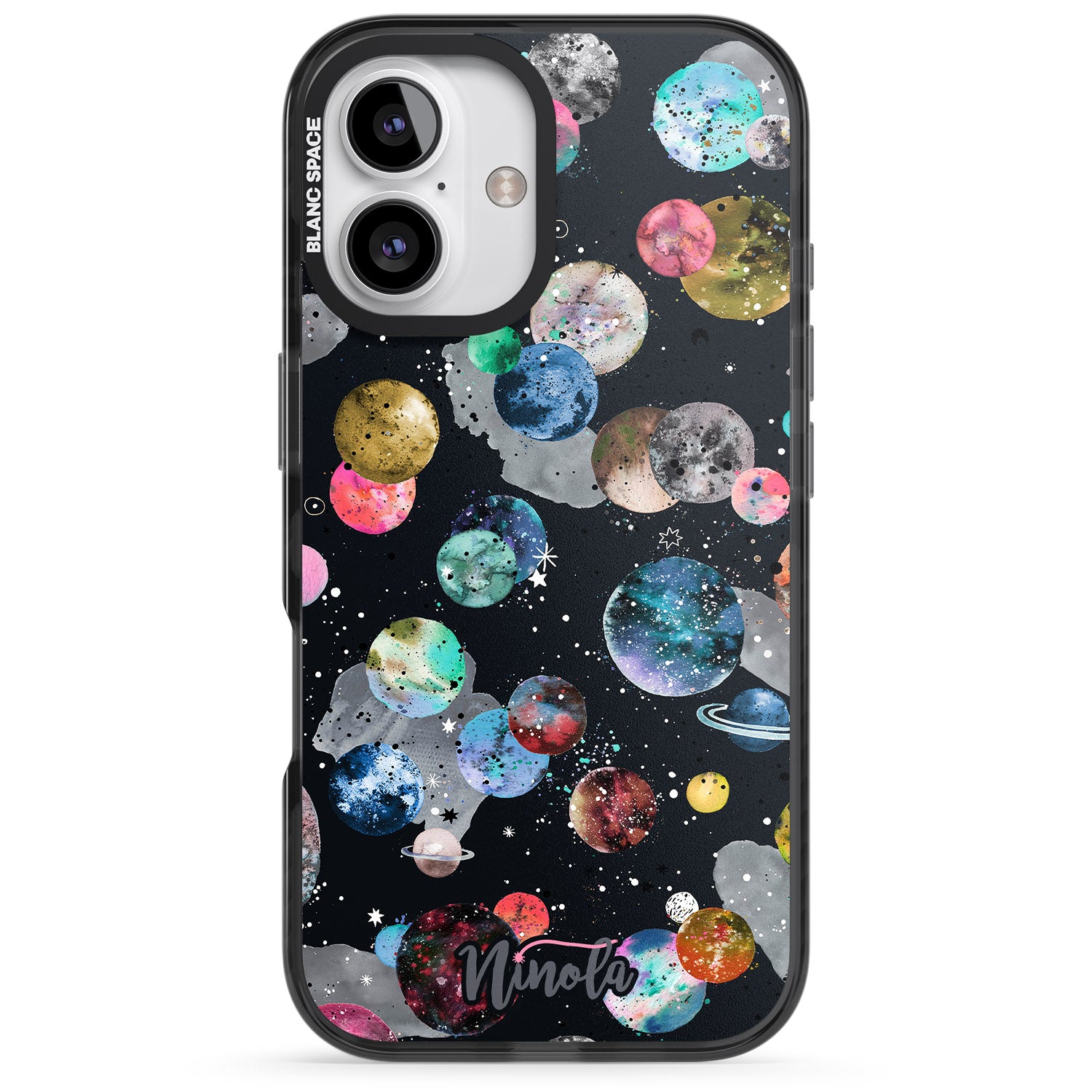 iPhone 16 Pro Max Space Planets Black Impact Phone Case
