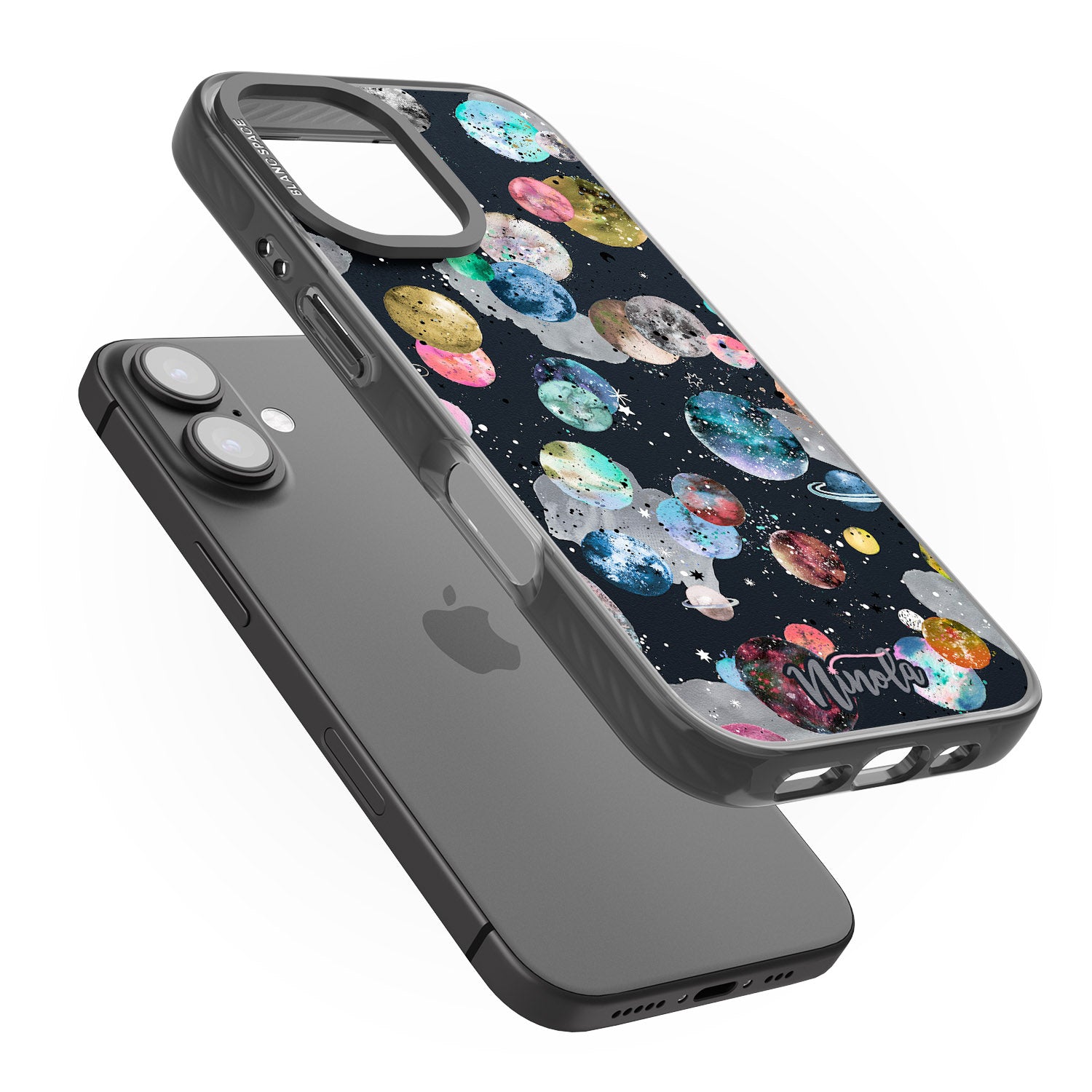 iPhone 16 Pro Max Space Planets Black Impact Phone Case