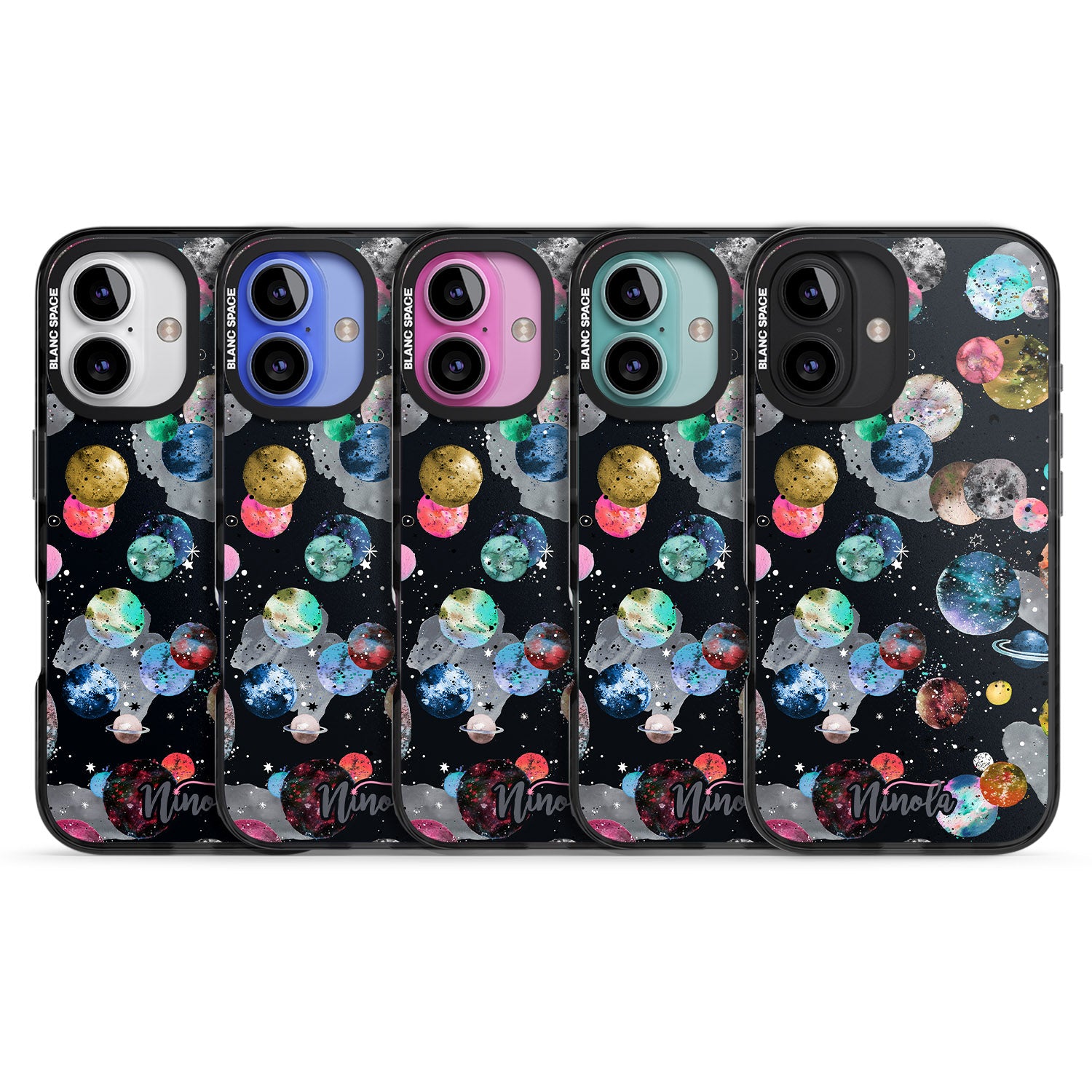 iPhone 16 Pro Max Space Planets Black Impact Phone Case