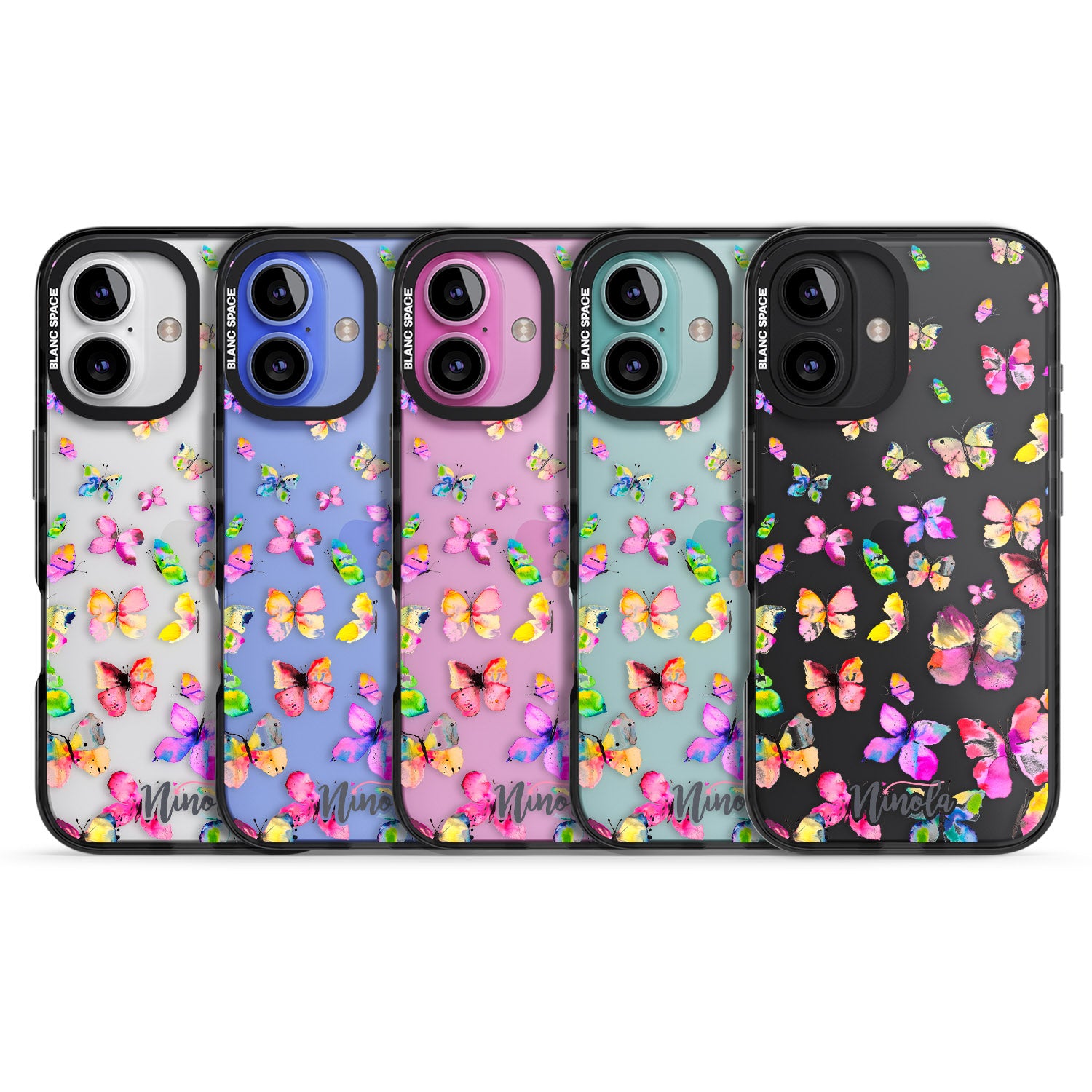 iPhone 16 Pro Max Watercolor Butterflies Black Impact Phone Case