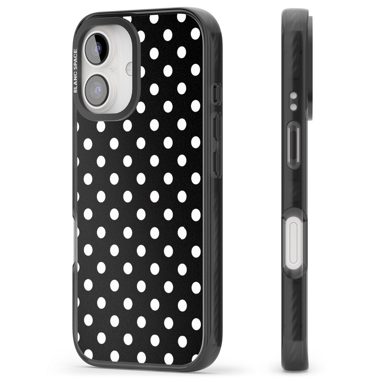 iPhone 16 Pro Max Designer Chic Black Polka Dot Black Impact Phone Case