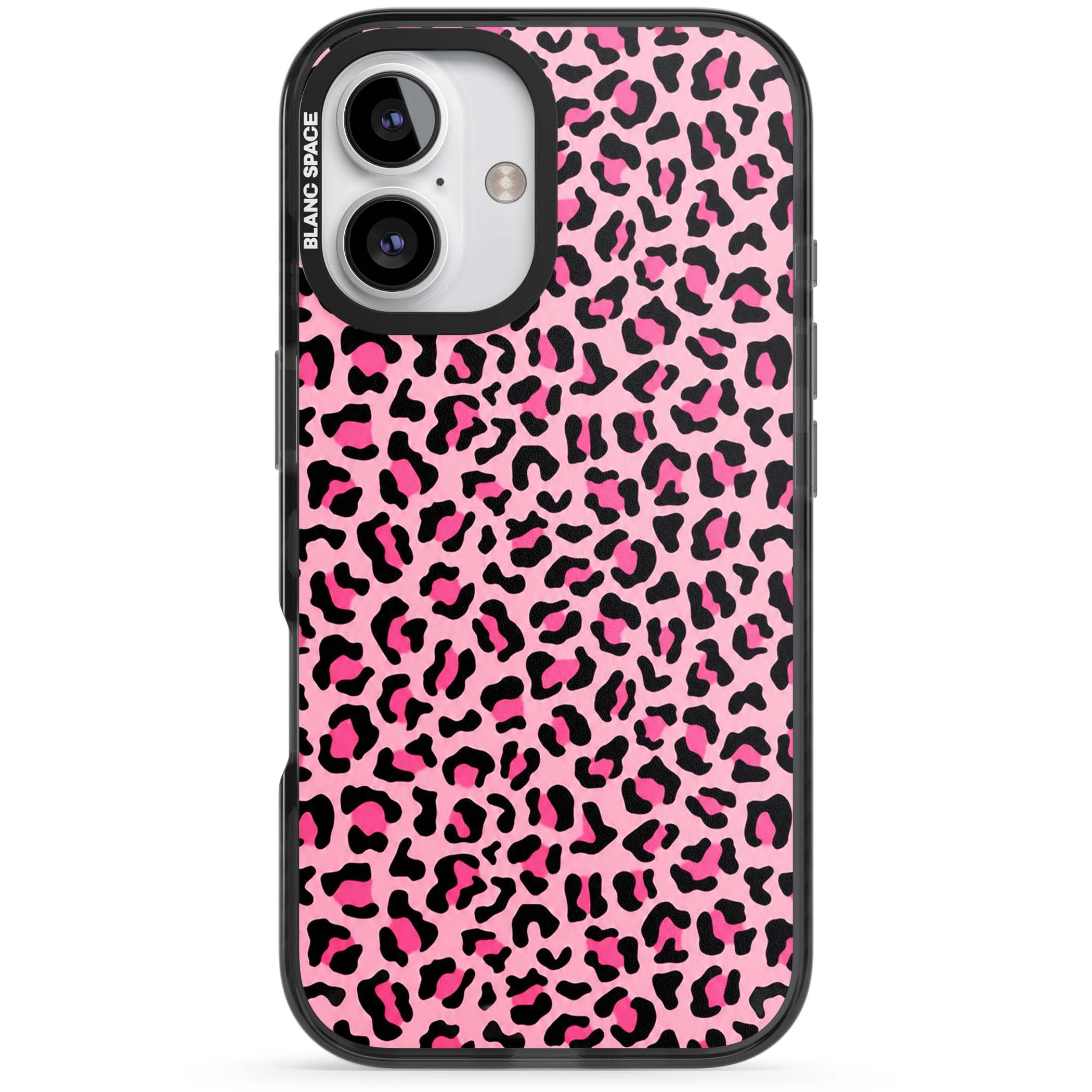 Pink Leopard baddie iPhone case | Black Impact case for iPhone 16, iPhone 16 Plus