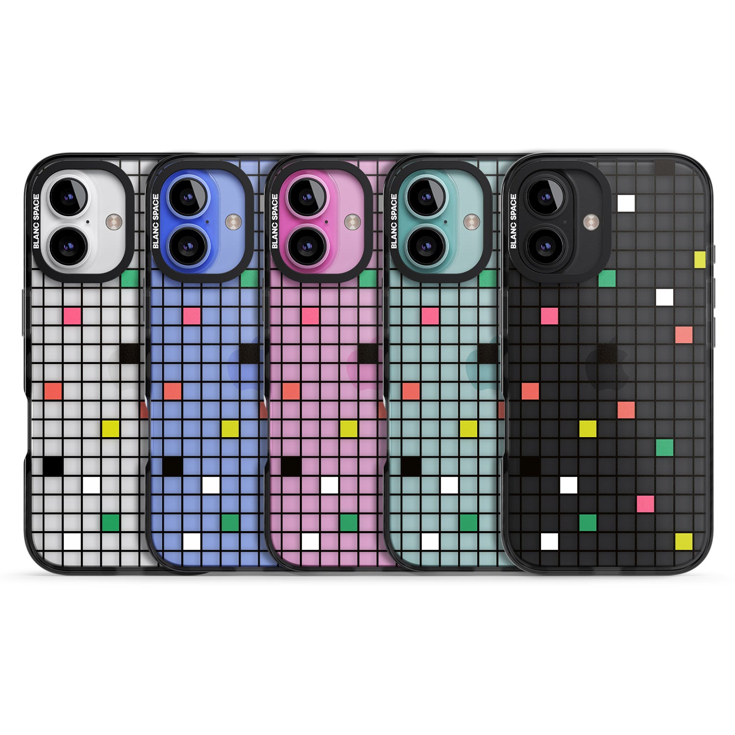 iPhone 16 Pro Max Vibrant Clear Geometric Grid Black Impact Phone Case