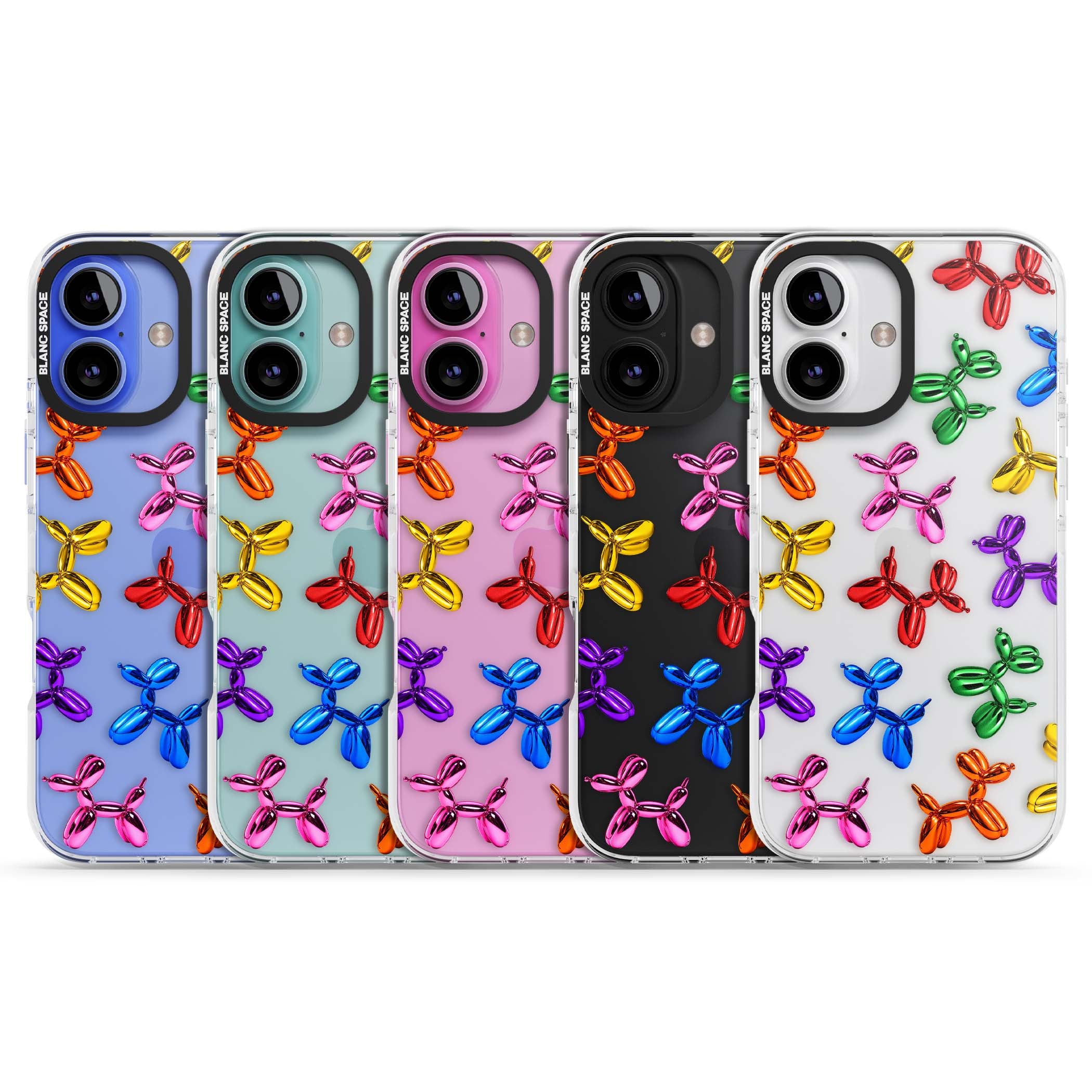 Balloon Dogs pop art iPhone case featuring rainbow chrome balloon dogs in Jeff Koons style | Clear Impact case for iPhone 16, iPhone 16 Plus