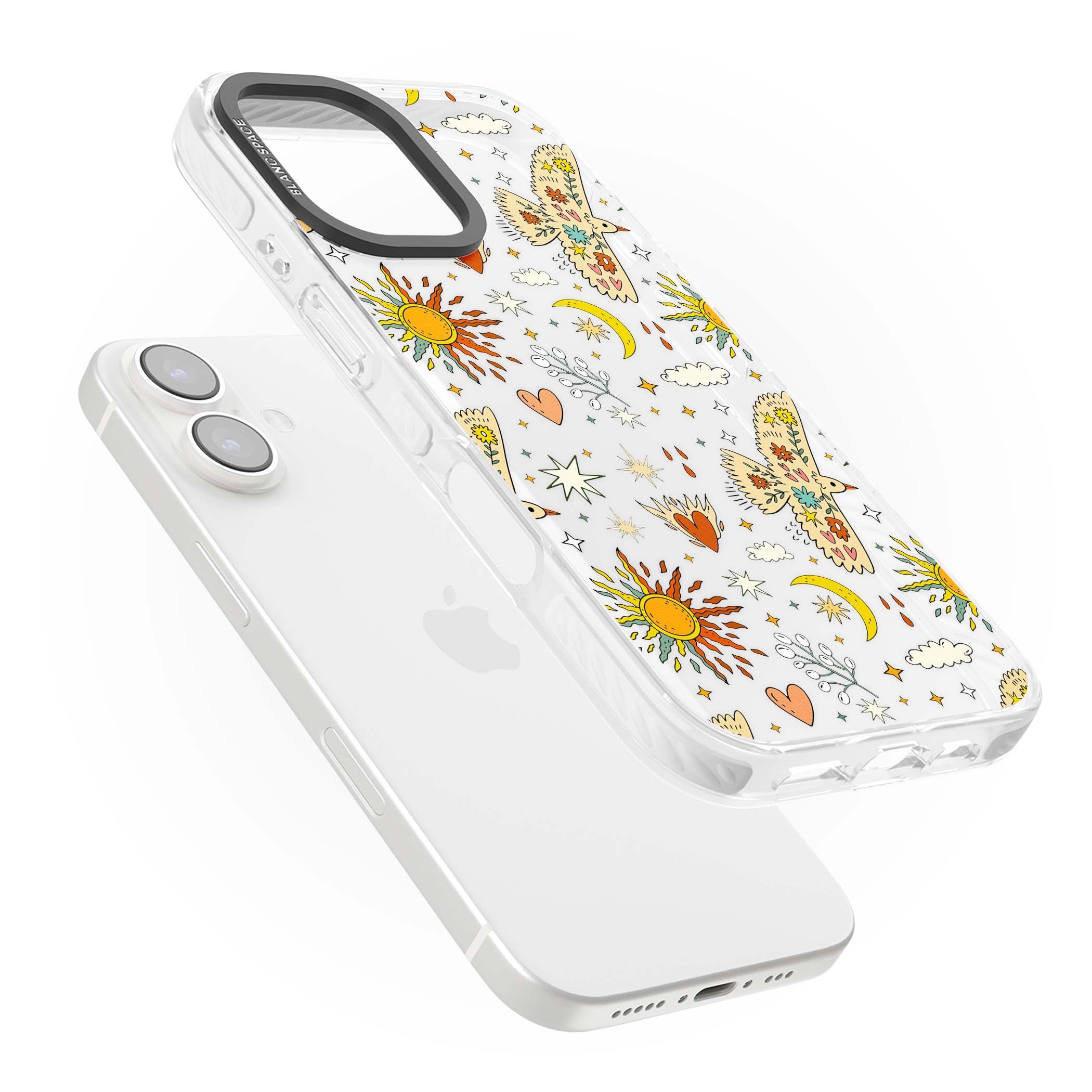 Elevate Your Phone'S Style With This Boho Celestial Sun & Eye Phone Case, Featuring A Mystical Blend Of Suns, All-Seeing Eyes, Butterflies, Stars, And