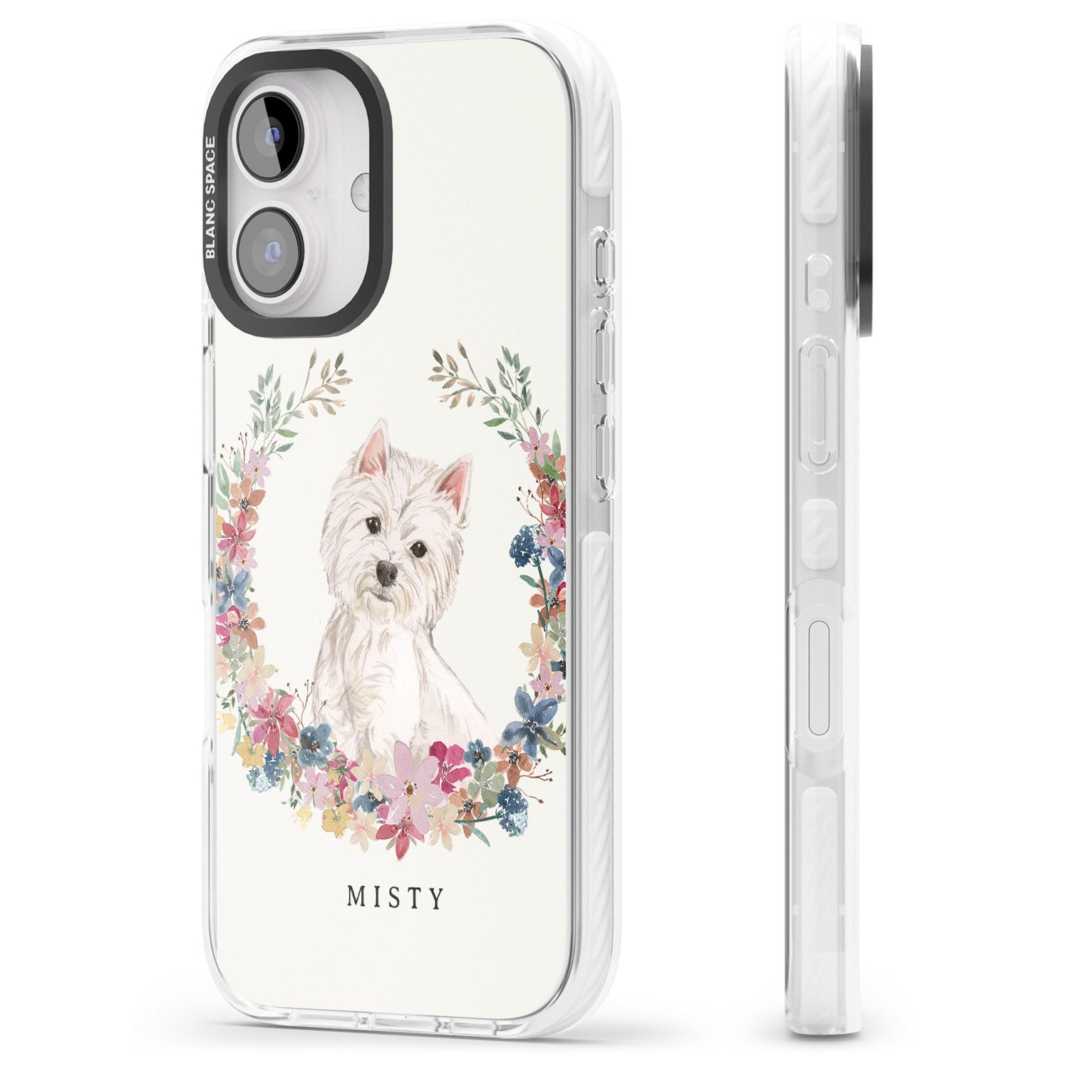iPhone 16 Pro Max Personalised Westie Watercolour Dog Portrait Black Impact Phone Case